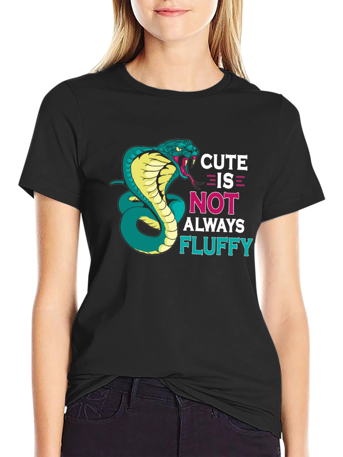 Black Cute Cobra Snake T-Shirt - Funny Graphic Tee view 2