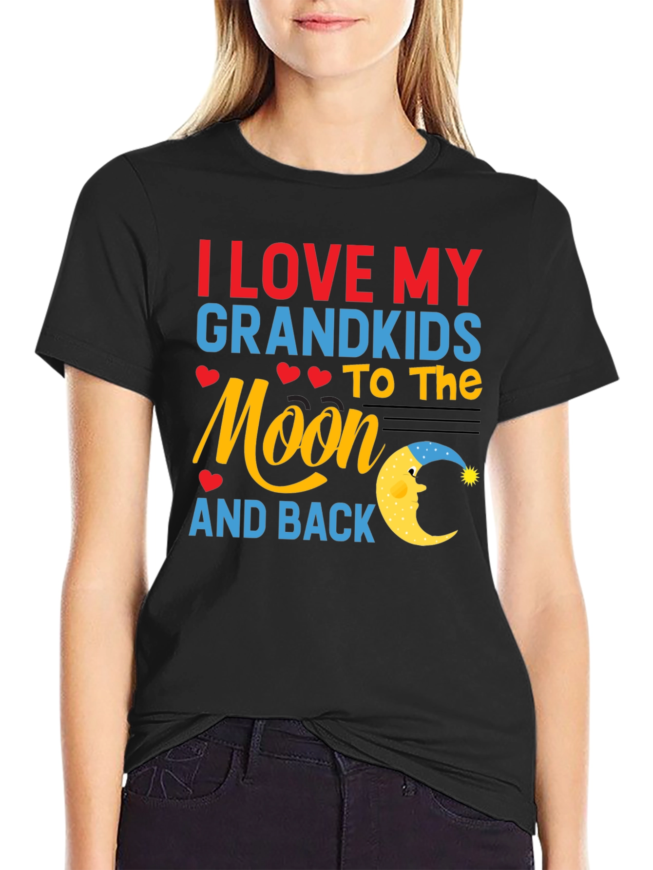 Black I Love My Grandkids to the Moon and Back T-Shirt view 2