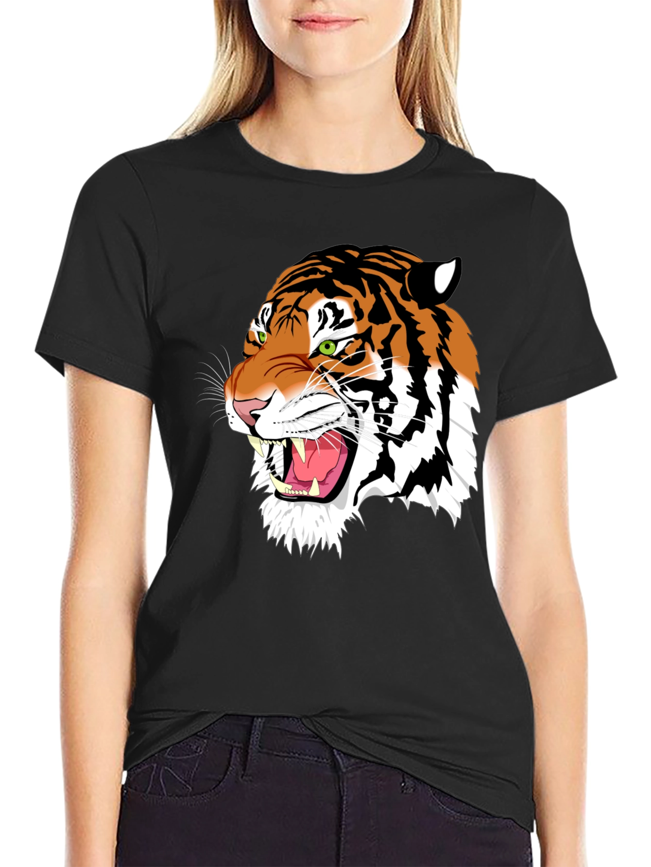 Black Tiger Graphic Black T-Shirt - Animal Print view 2