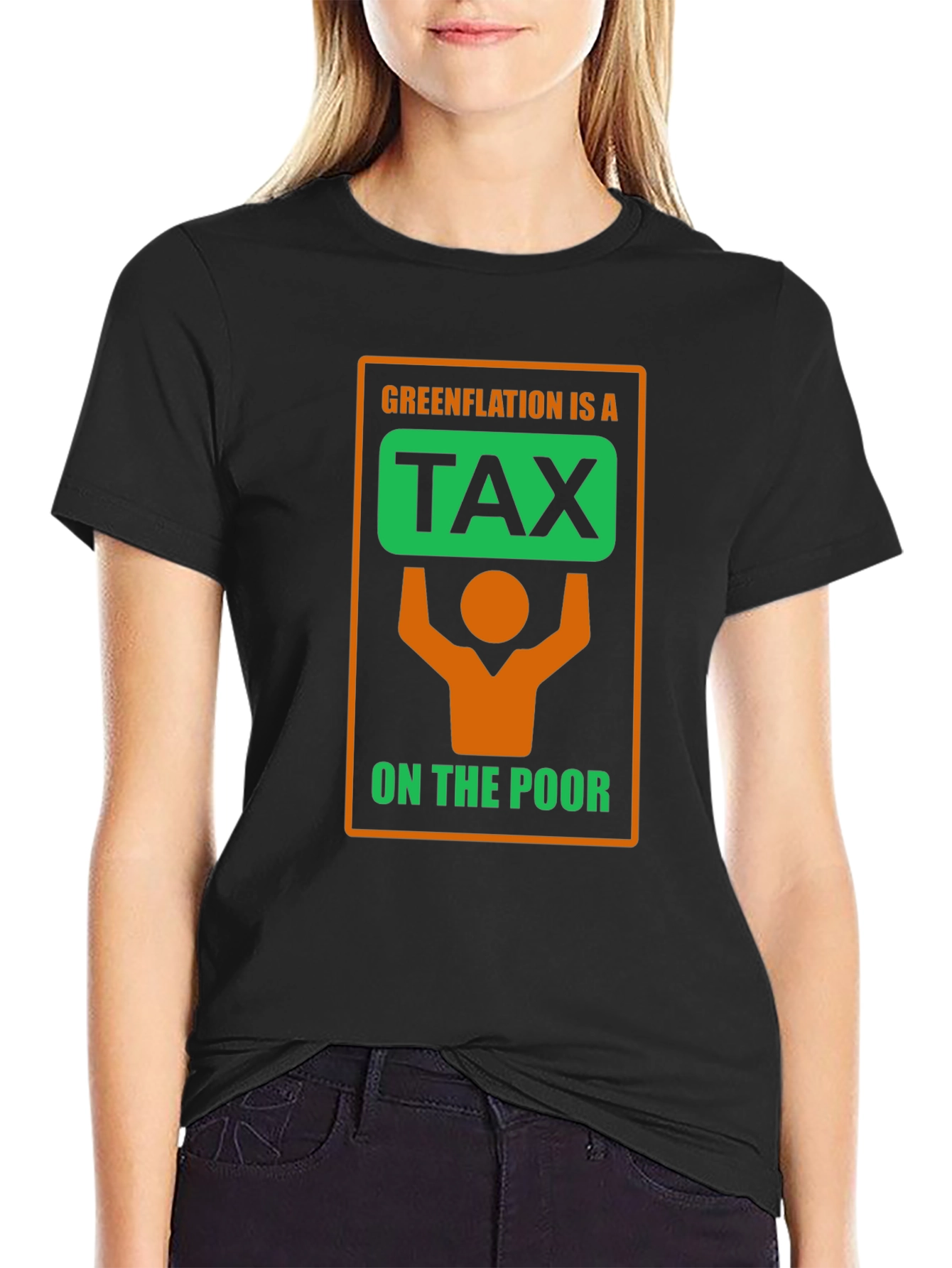 Black Greenflation Tax Awareness Black T-Shirt view 2
