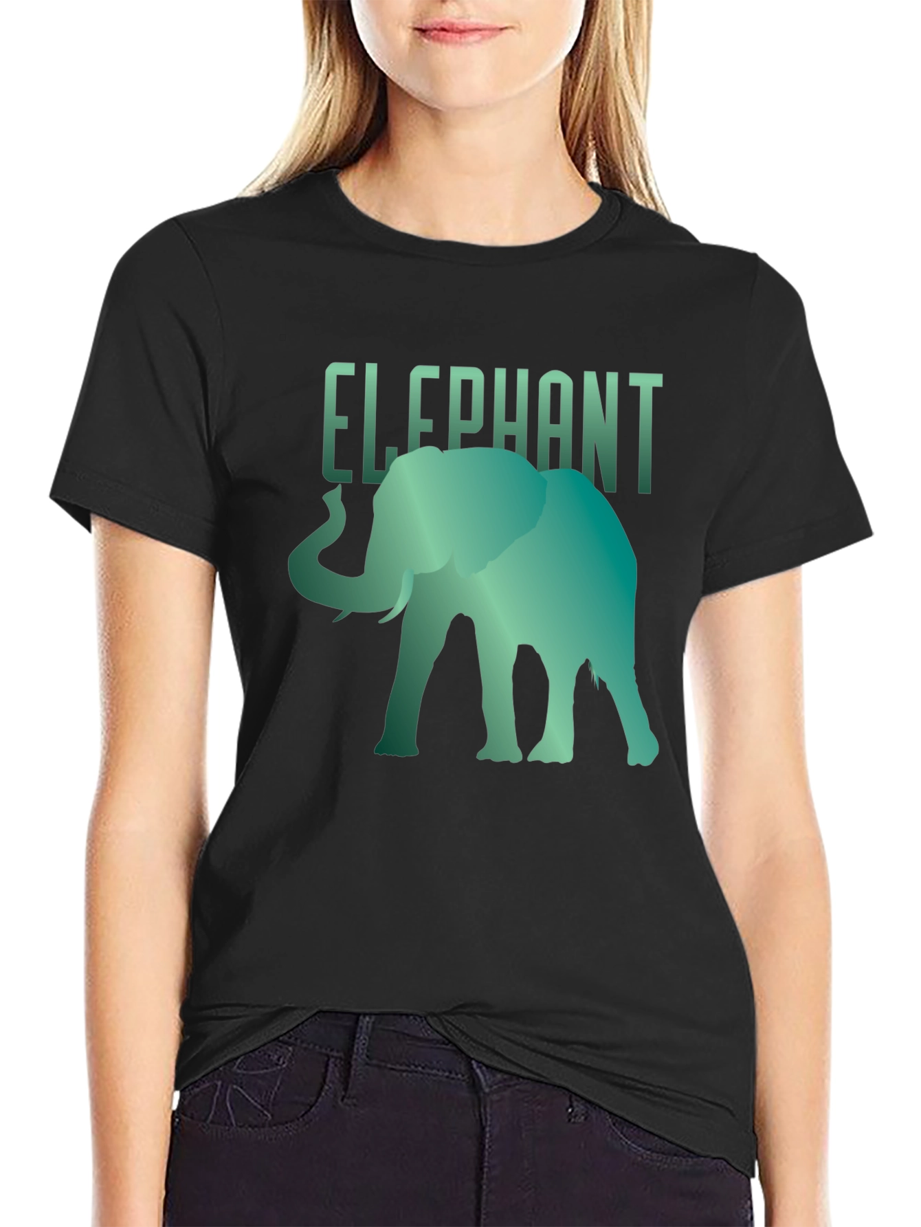 Black Elephant Graphic Tee - Cool Animal Design T-Shirt view 2