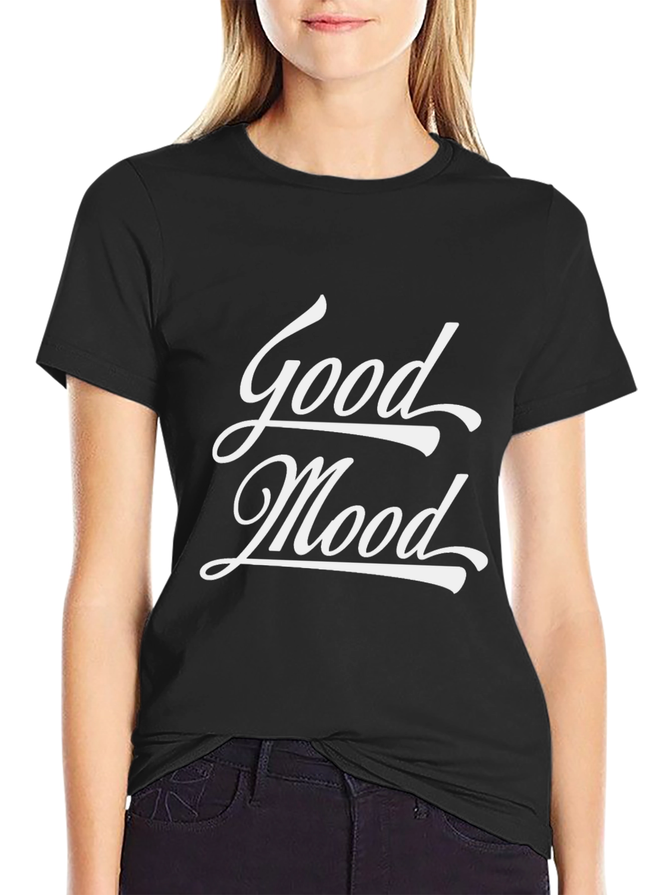 Black Good Mood Black Graphic Tee - Casual Style view 2