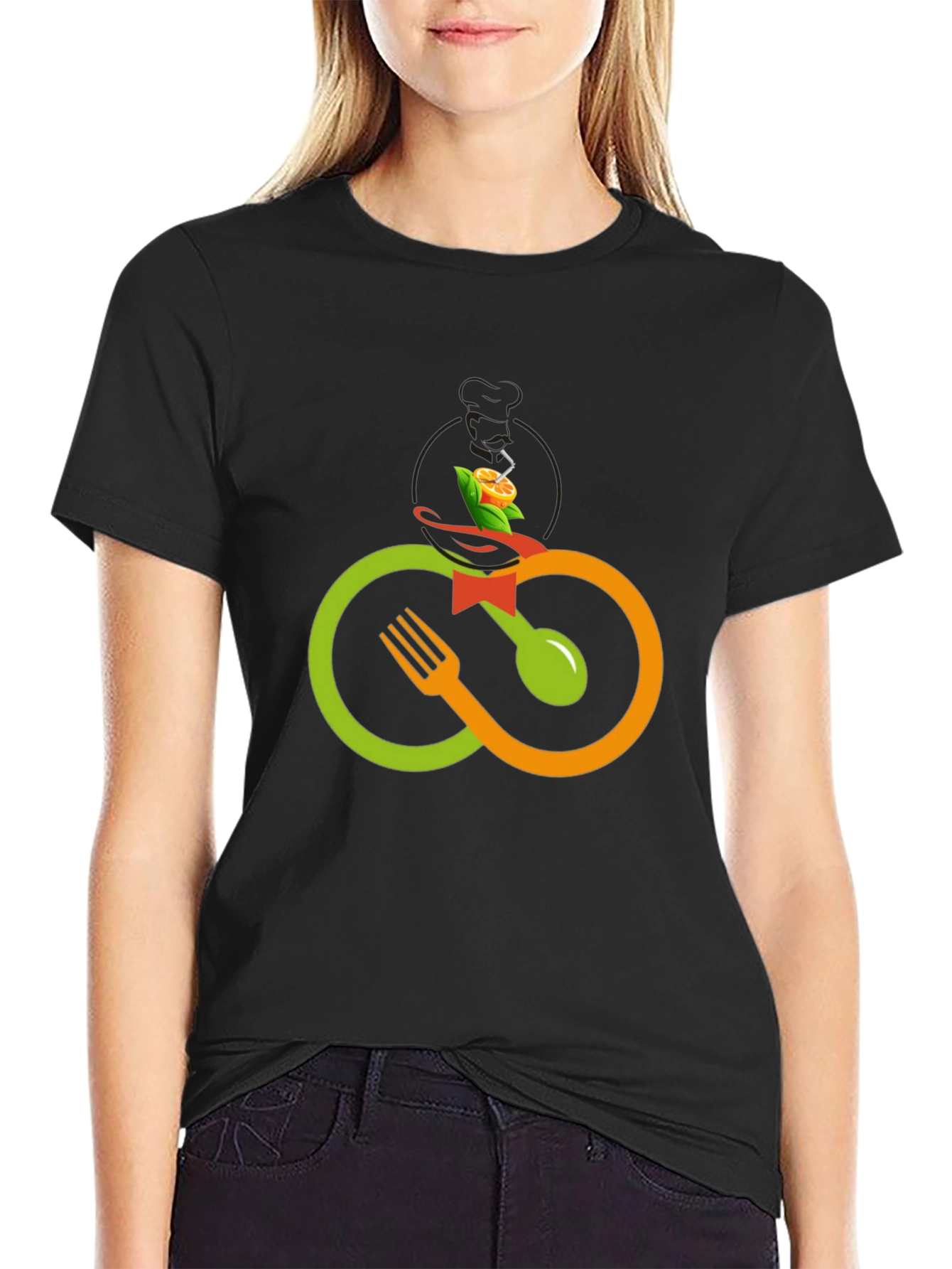 Black Culinary Cycle T-Shirt - Stylish Foodie Apparel view 2