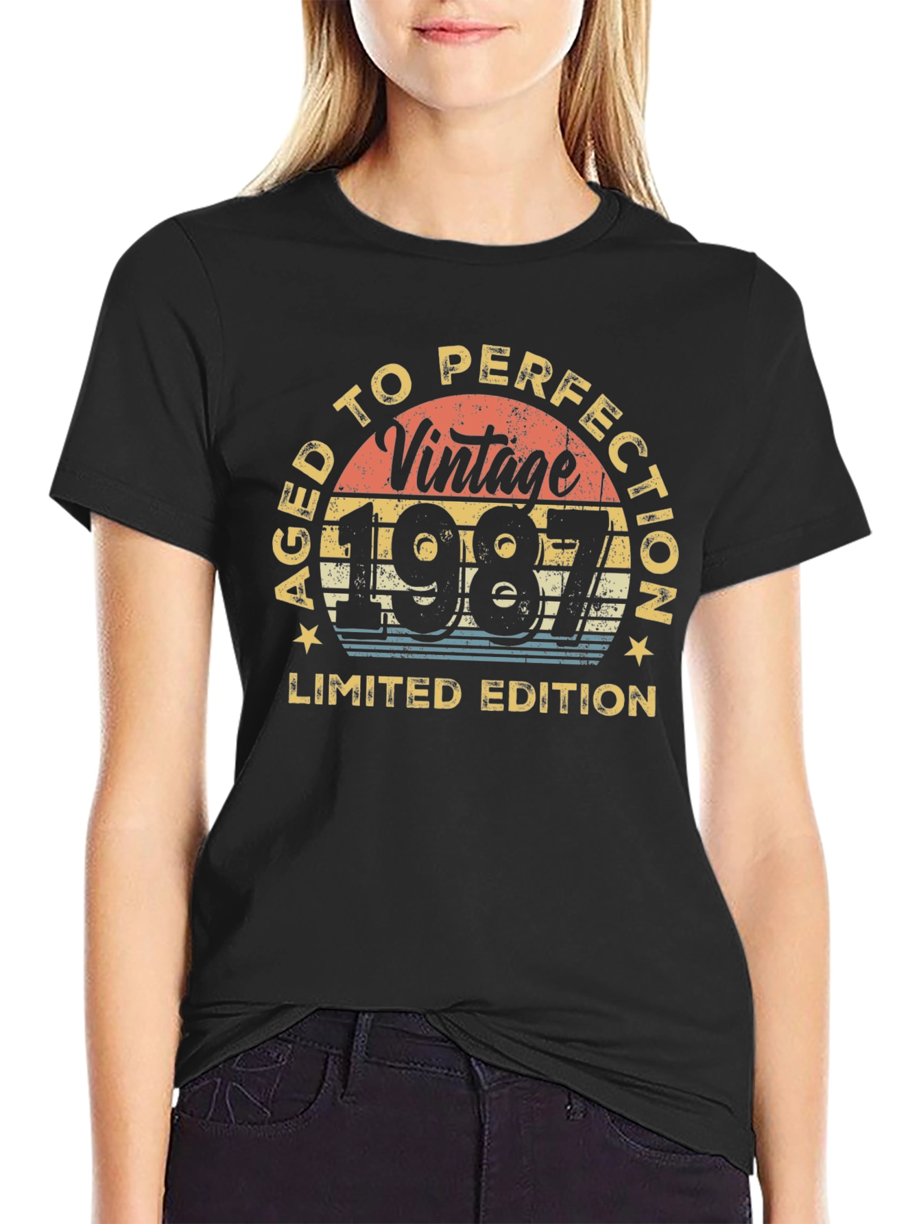 Black Vintage 1987 Aged to Perfection Limited Edition Black T-Shirt view 2