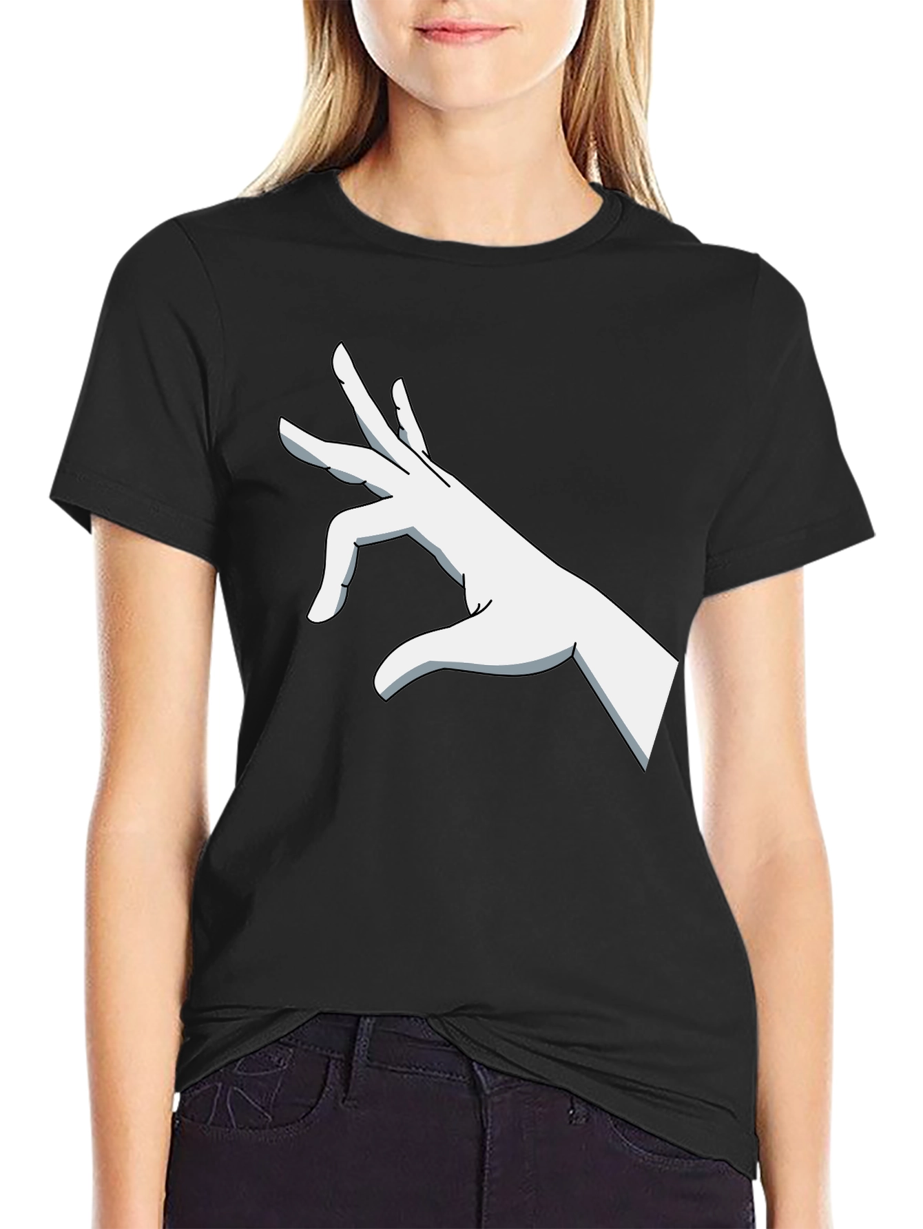 Black Graphic Hand Gesture Black T-Shirt view 2