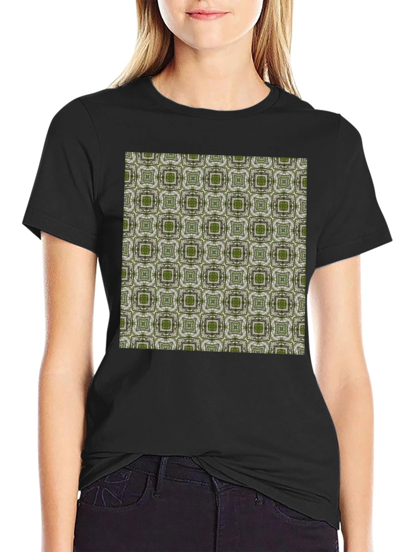 Black Patterned Black T-Shirt view 2