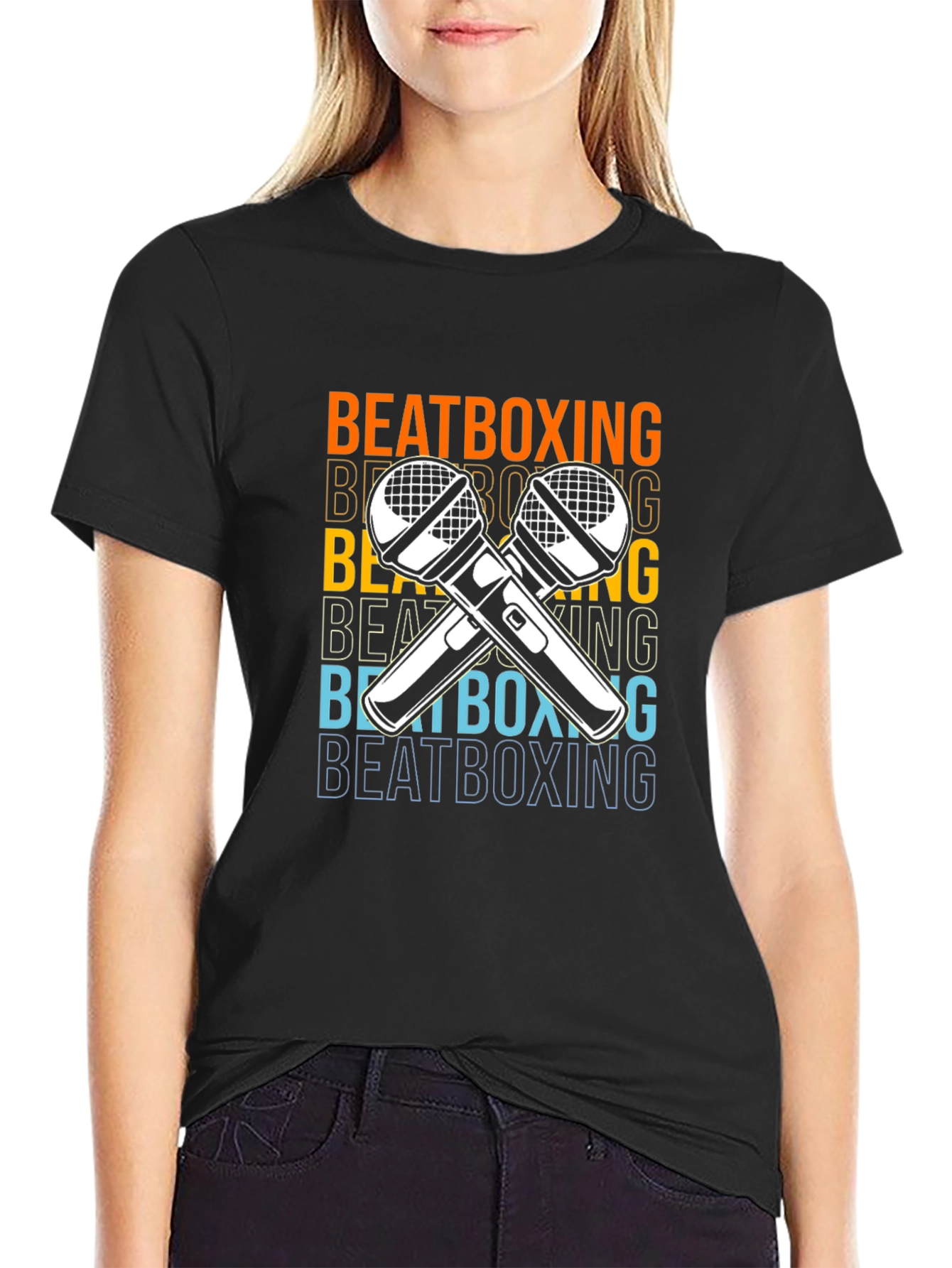 Black Beatboxing Microphone Graphic Tee view 2