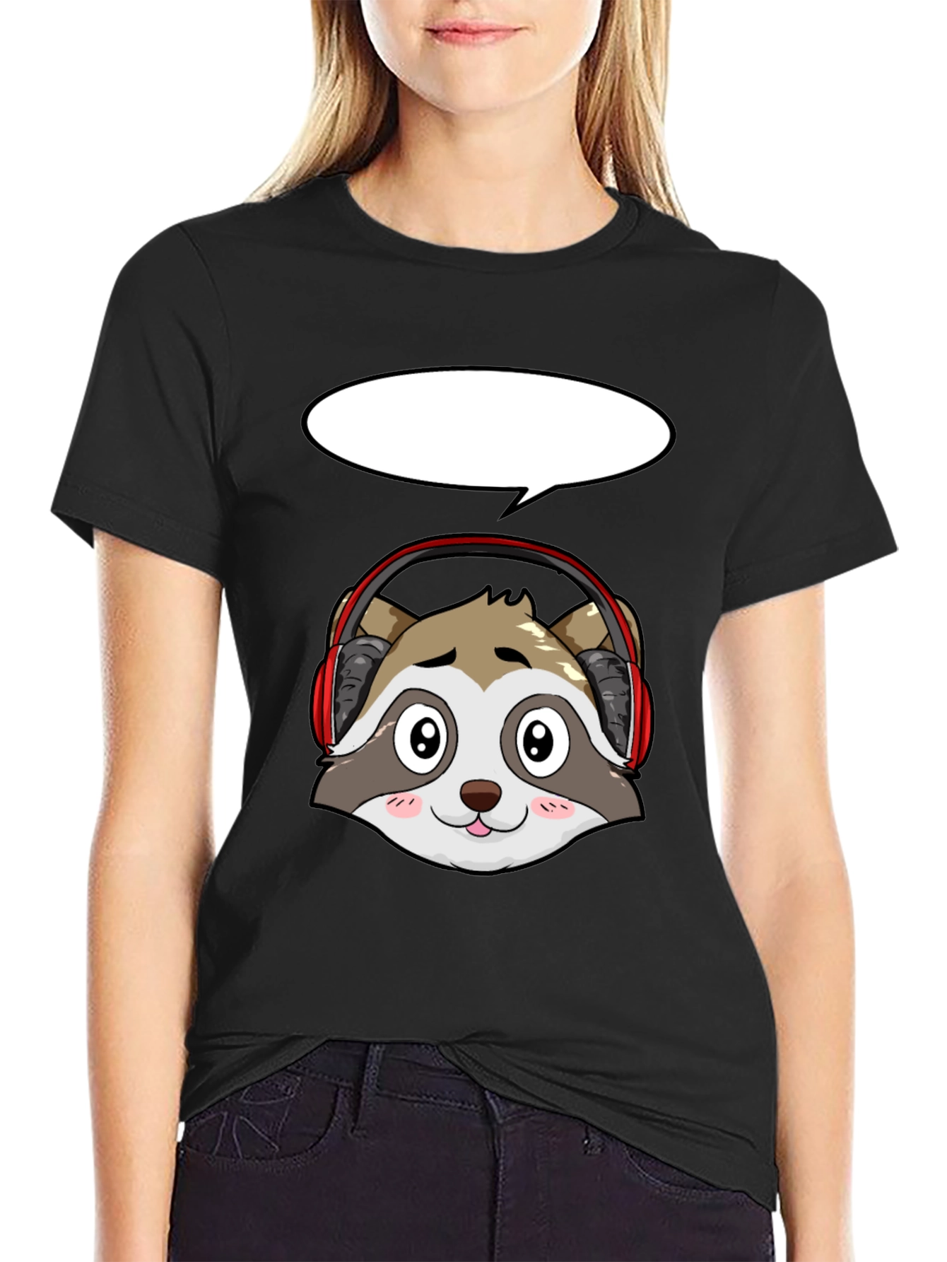 Black Raccoon Headphone Graphic Tee - Black view 2