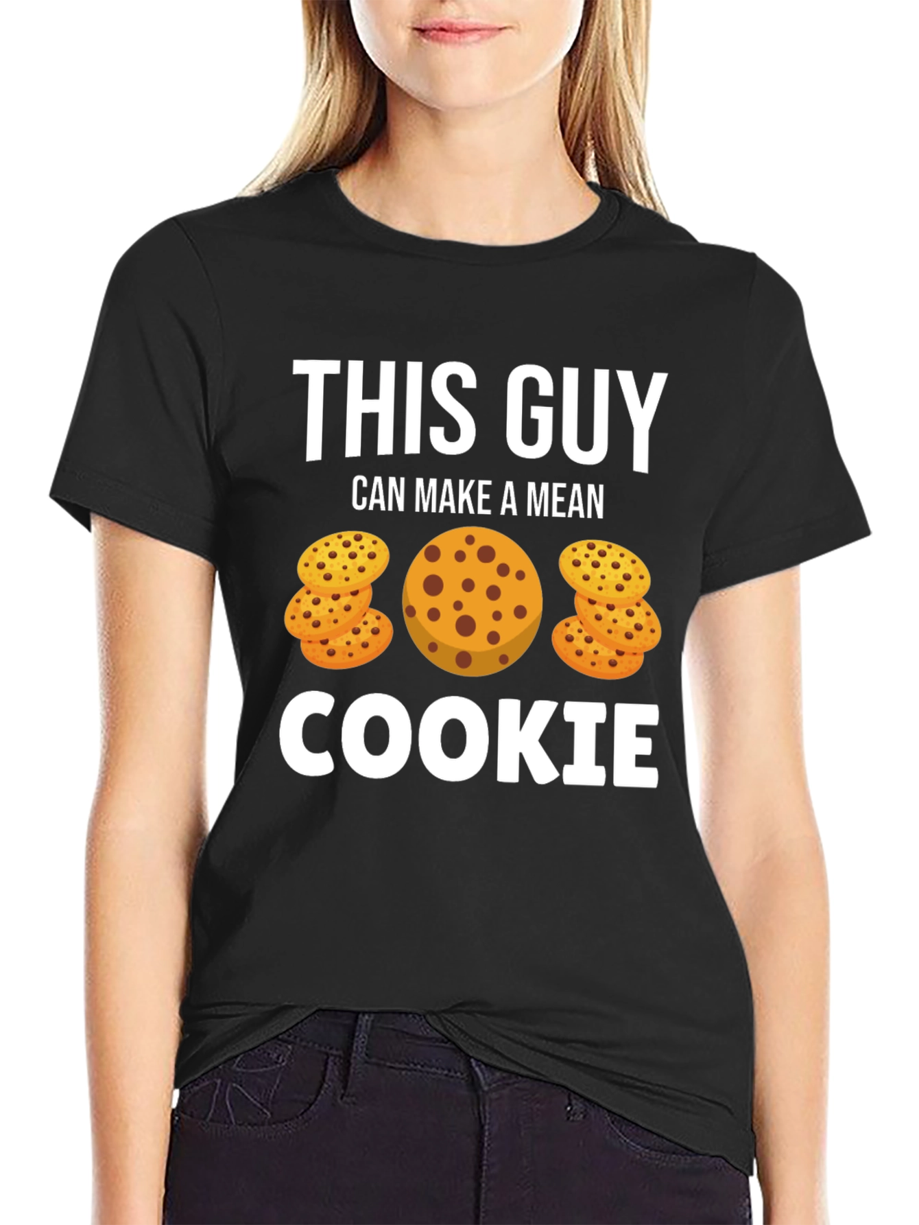 Black This Guy Can Make a Mean Cookie T-Shirt view 2