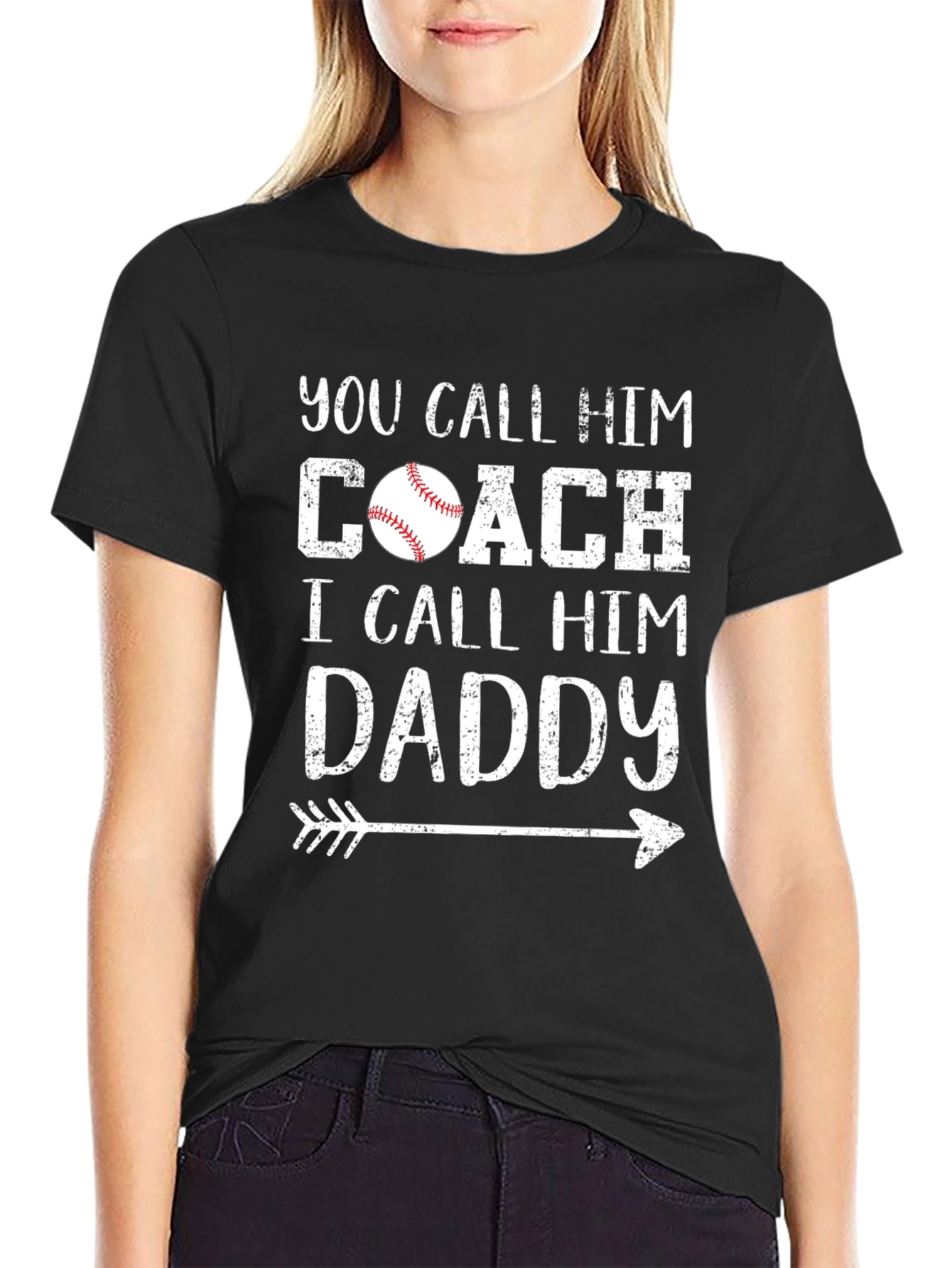 Black Baseball Coach Daddy T-Shirt view 2