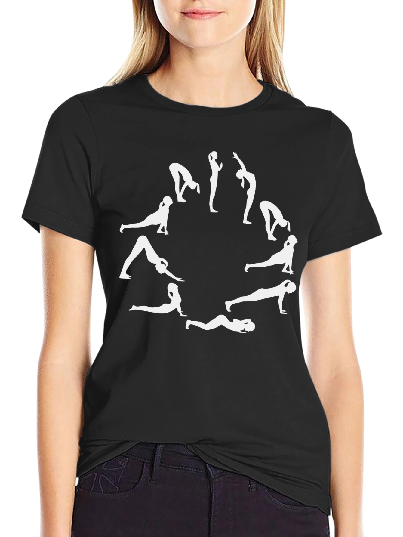 Black Yoga Pose Graphic T-Shirt view 2
