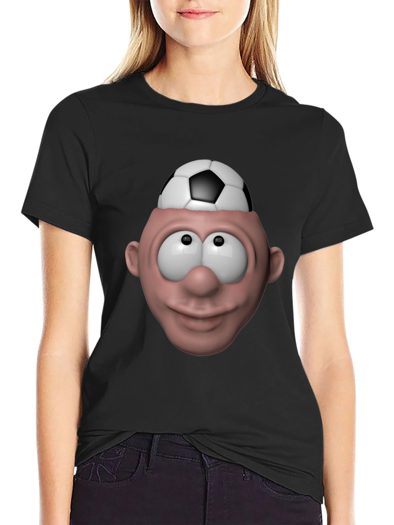 Black Soccer Brain T-Shirt - Funny Graphic Tee view 2