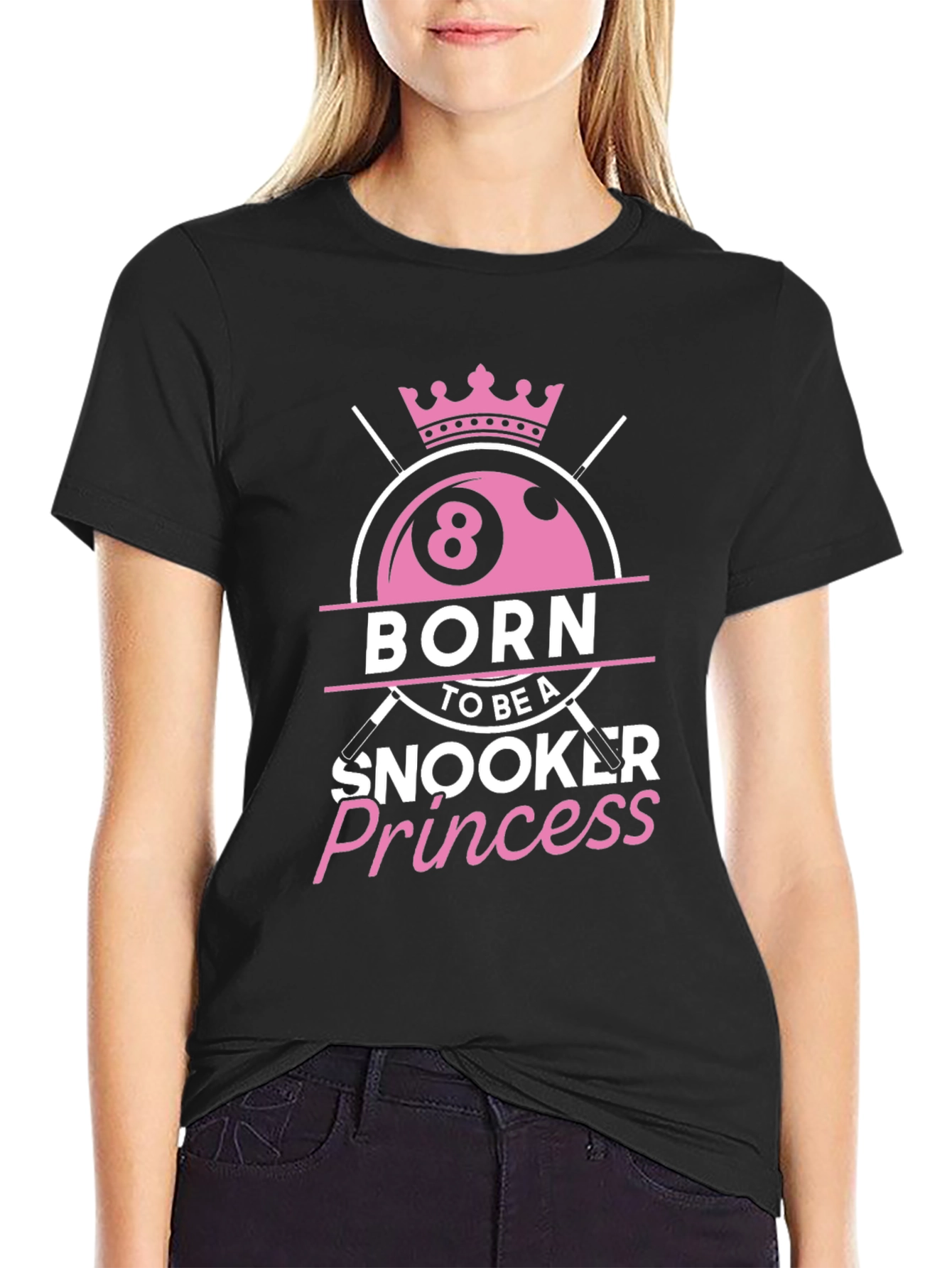 Black Born Snooker Princess Tee - Billiards Lover T-Shirt view 2