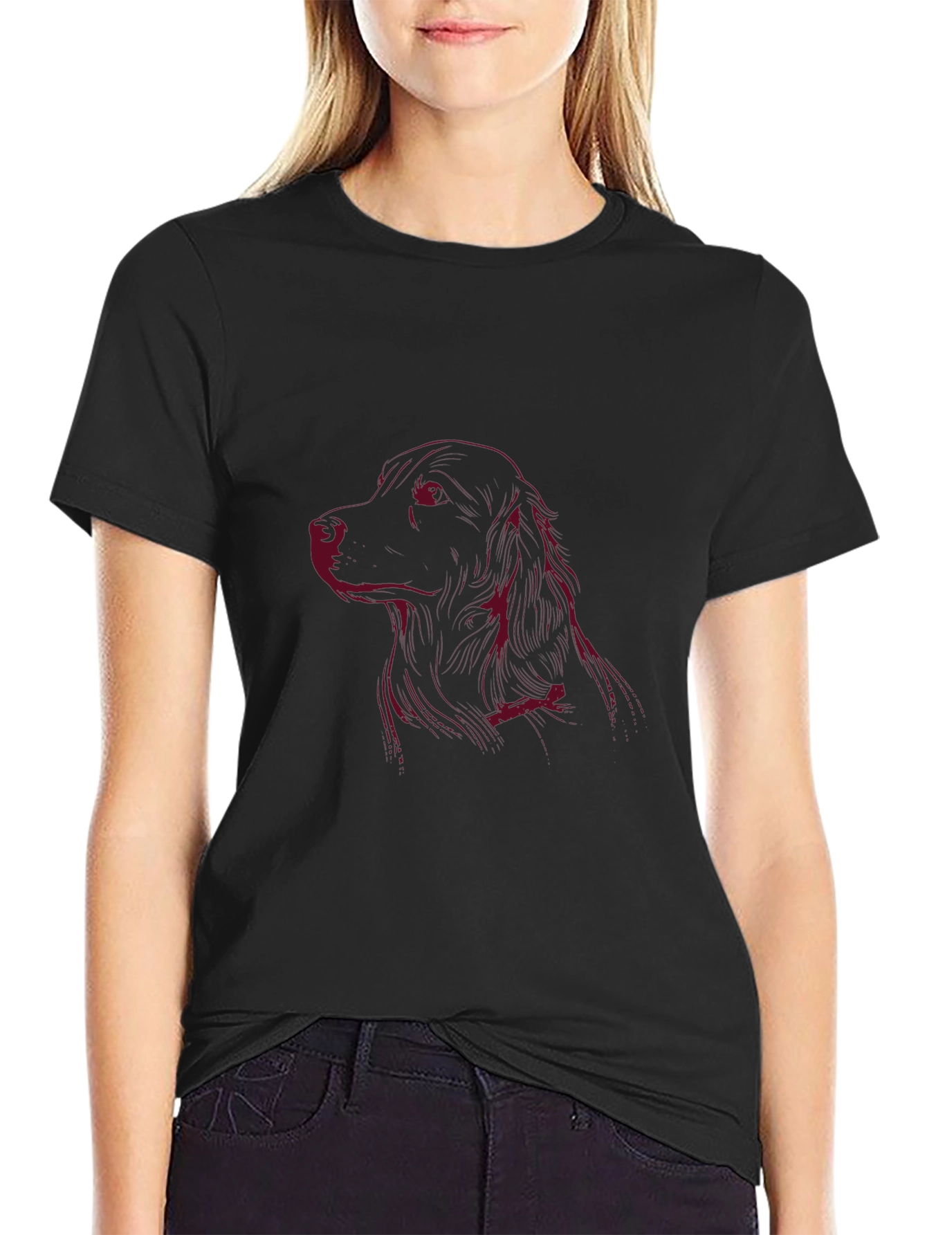 Black Dog Sketch Tee - Classic Crew Neck, Soft Cotton view 2