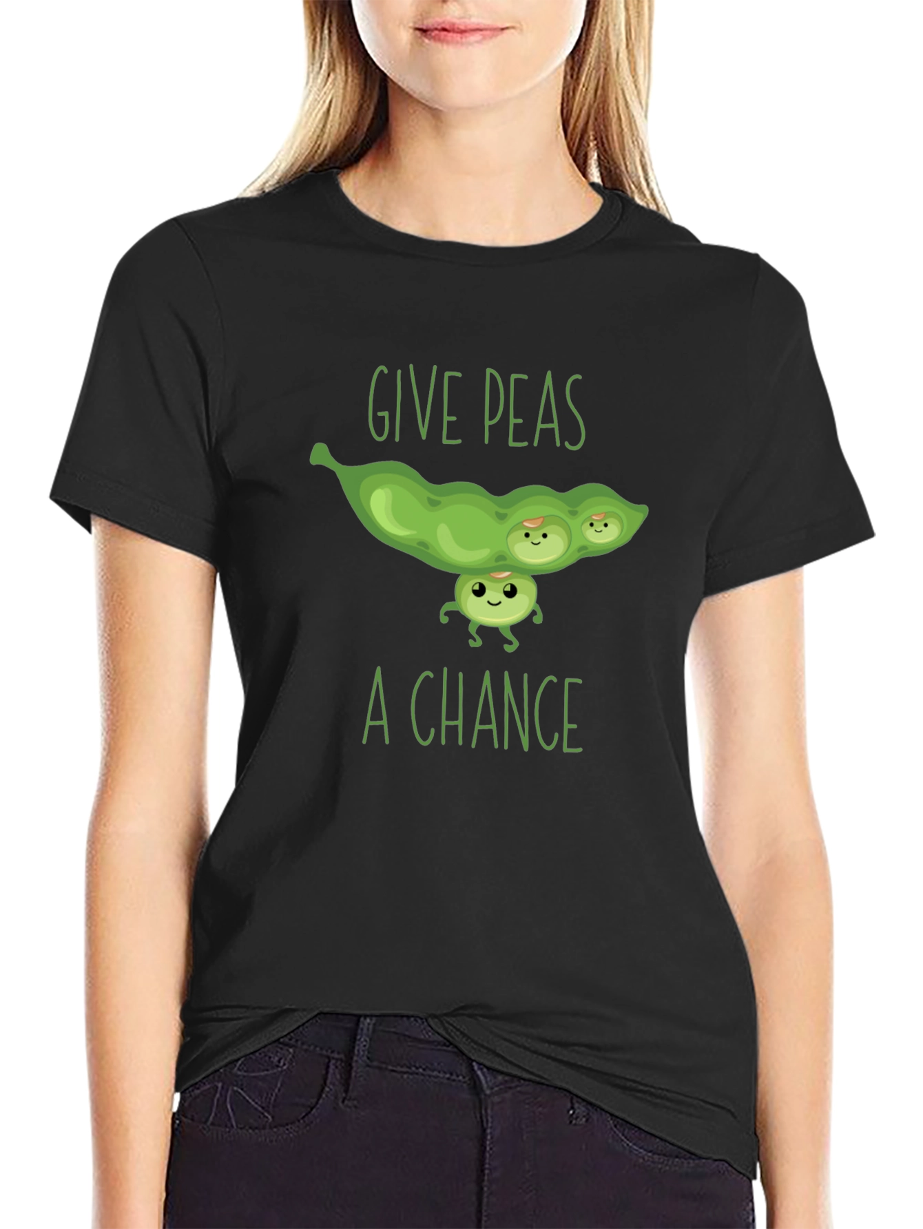 Black Give Peas A Chance T-Shirt view 2