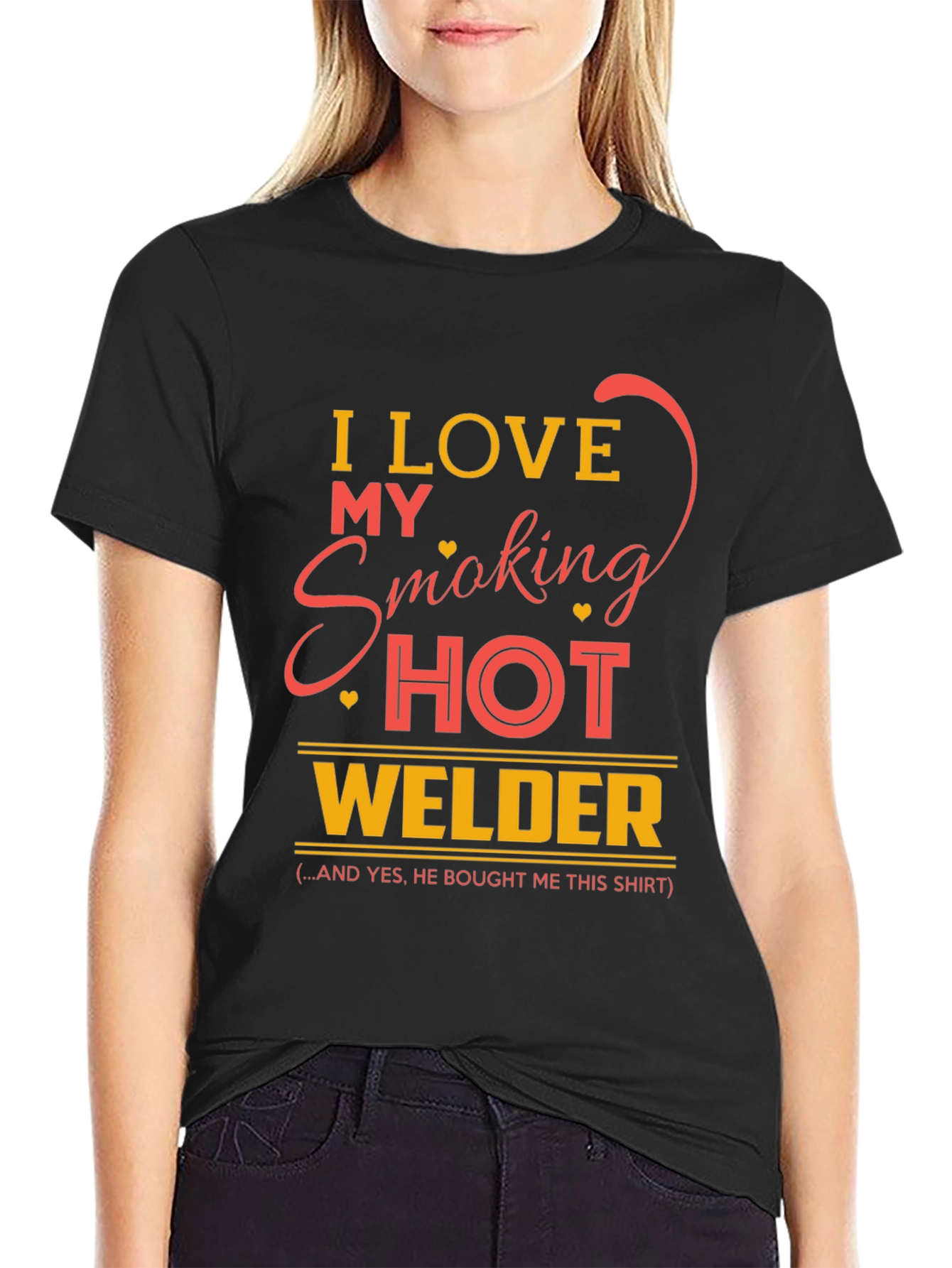 Black I Love My Smoking Hot Welder Graphic T-Shirt view 2