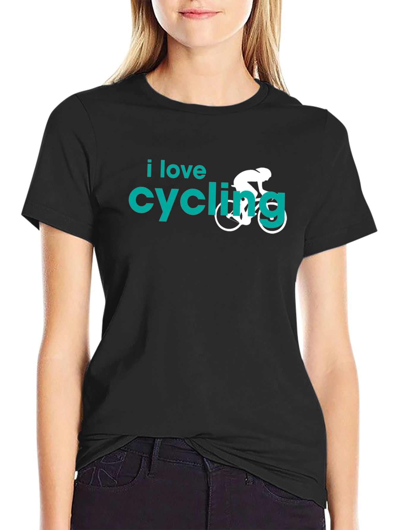 Black I Love Cycling Graphic T-Shirt - Black view 2