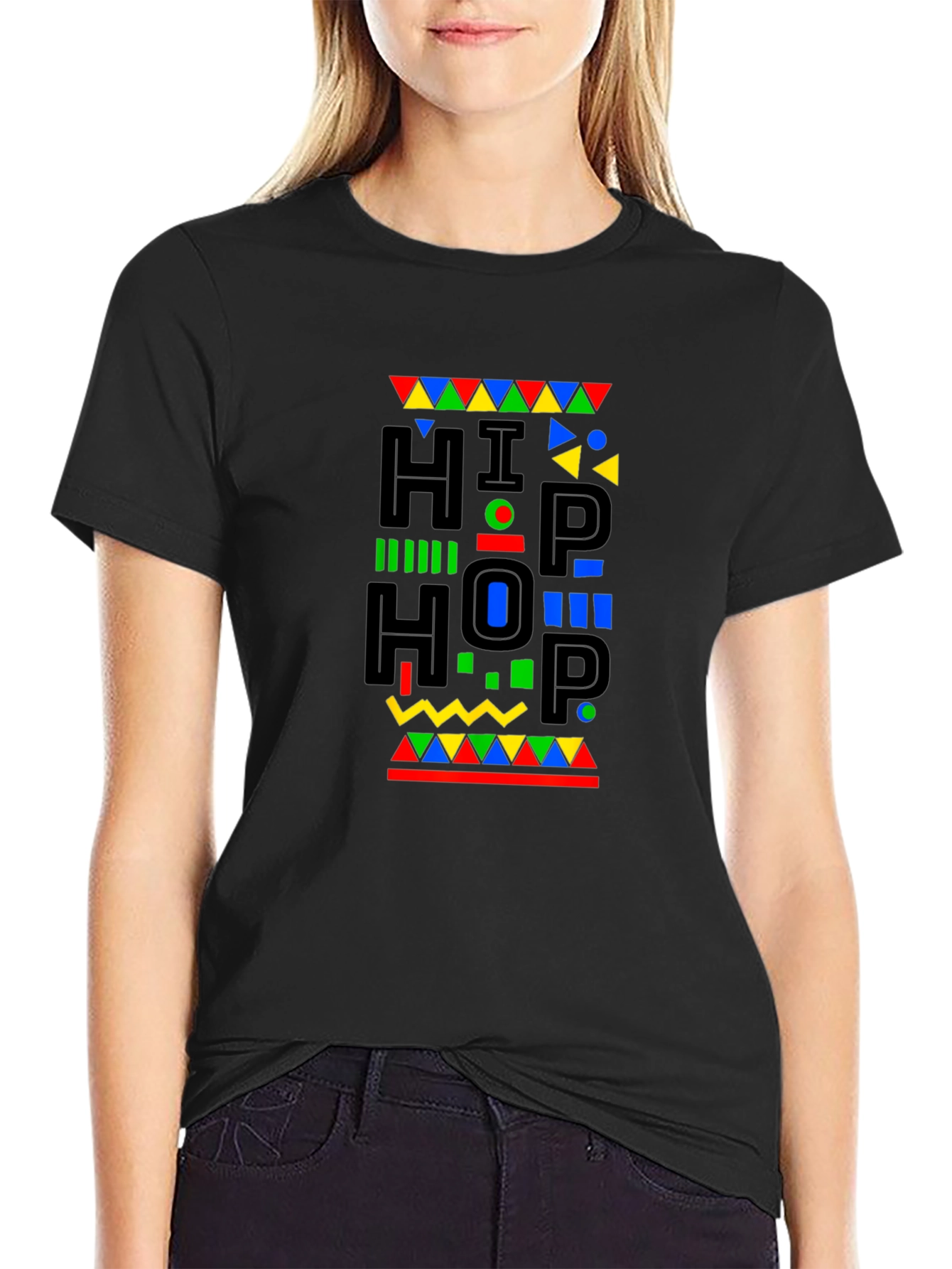 Black Retro Hip Hop Graphic Black T-Shirt view 2