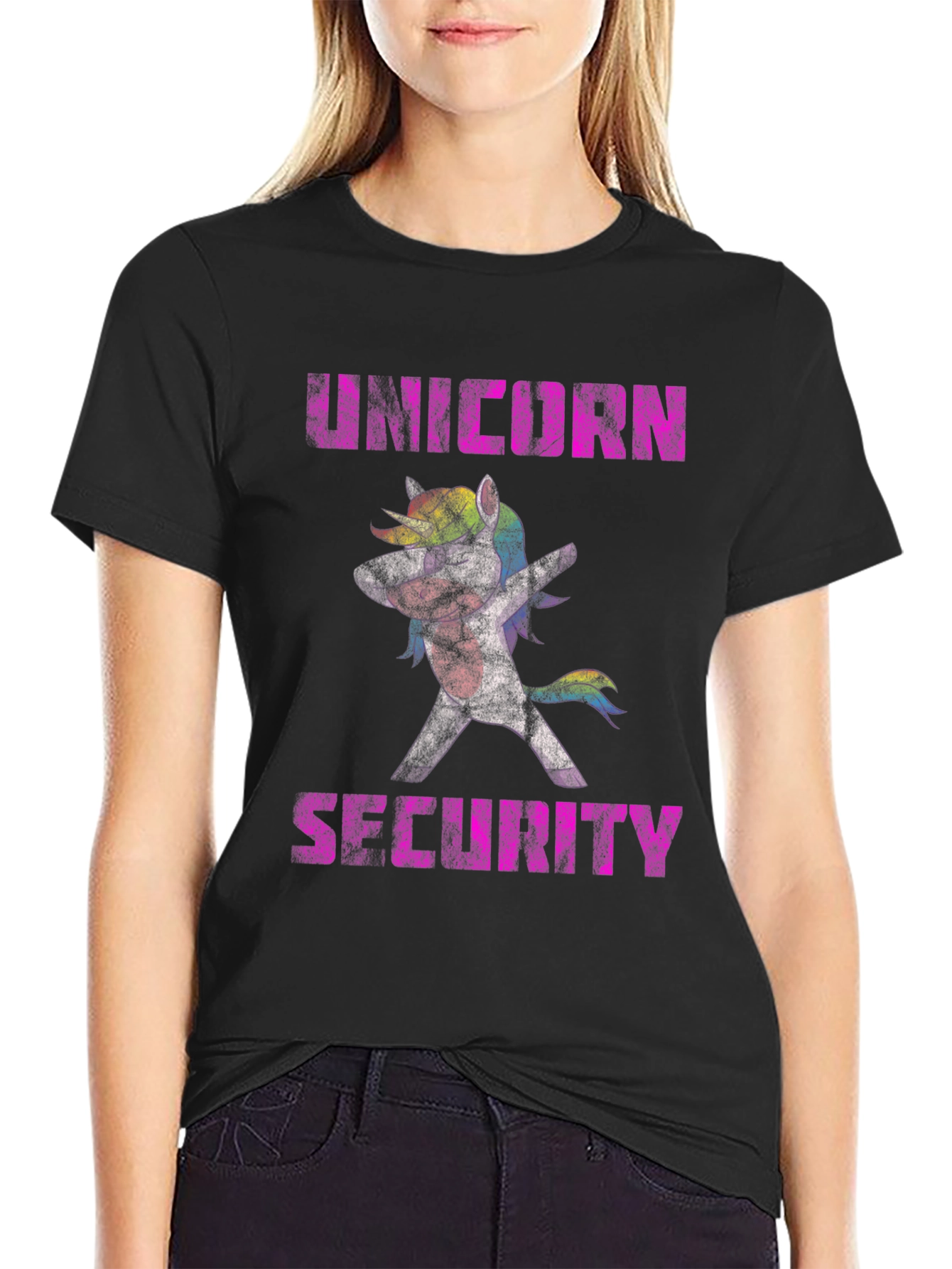 Black Unicorn Security Graphic T-Shirt - Black view 2