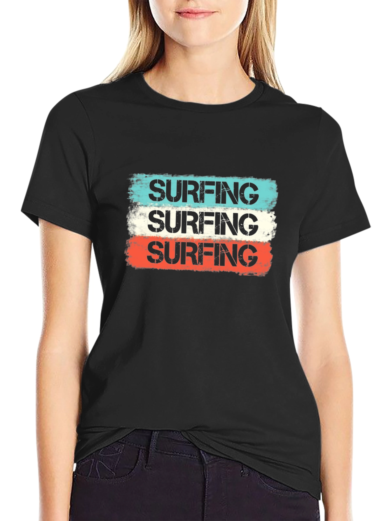 Black Retro Surfing T-Shirt - Black view 2