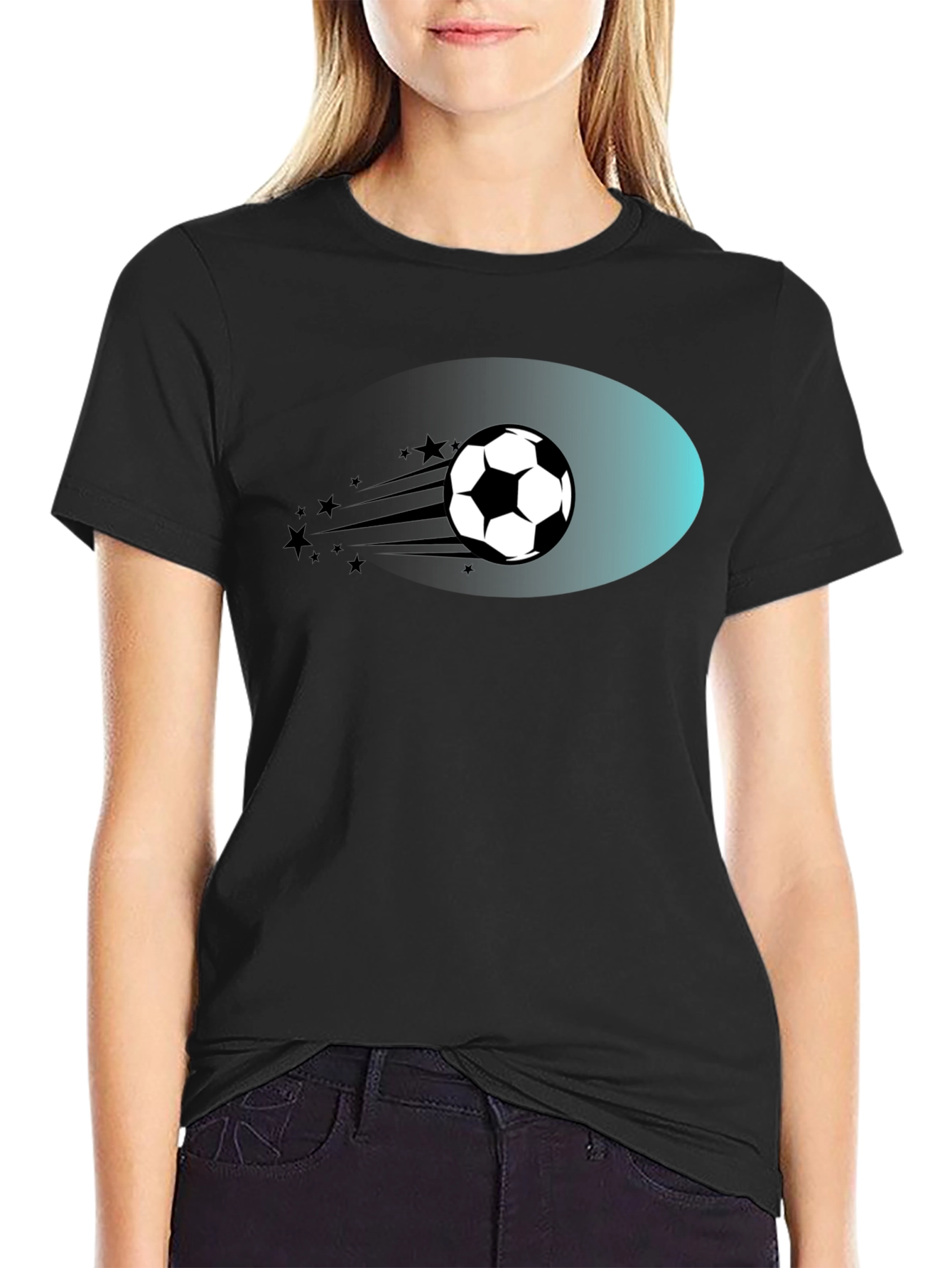 Black Soccer Ball T-Shirt - Black Graphic Tee view 2