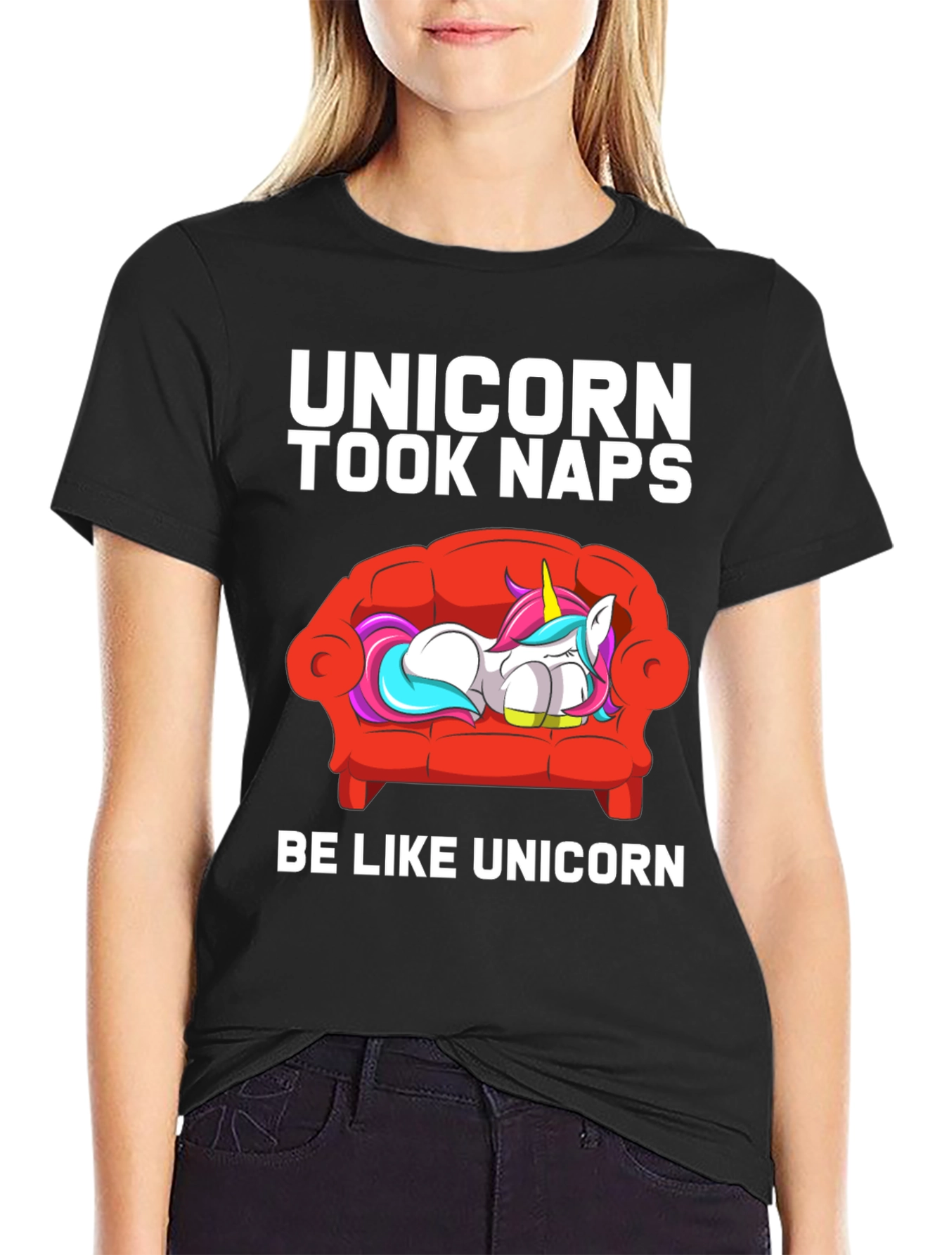 Black Unicorn Took Naps T-Shirt view 2