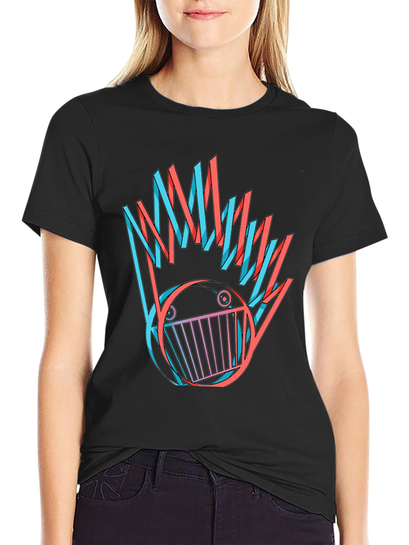 Black Abstract Graphic Print Black T-Shirt view 2