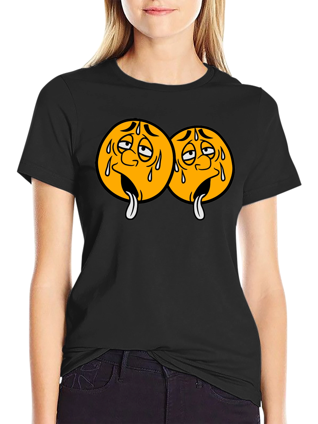 Black Emoji Faces Graphic T-Shirt view 2