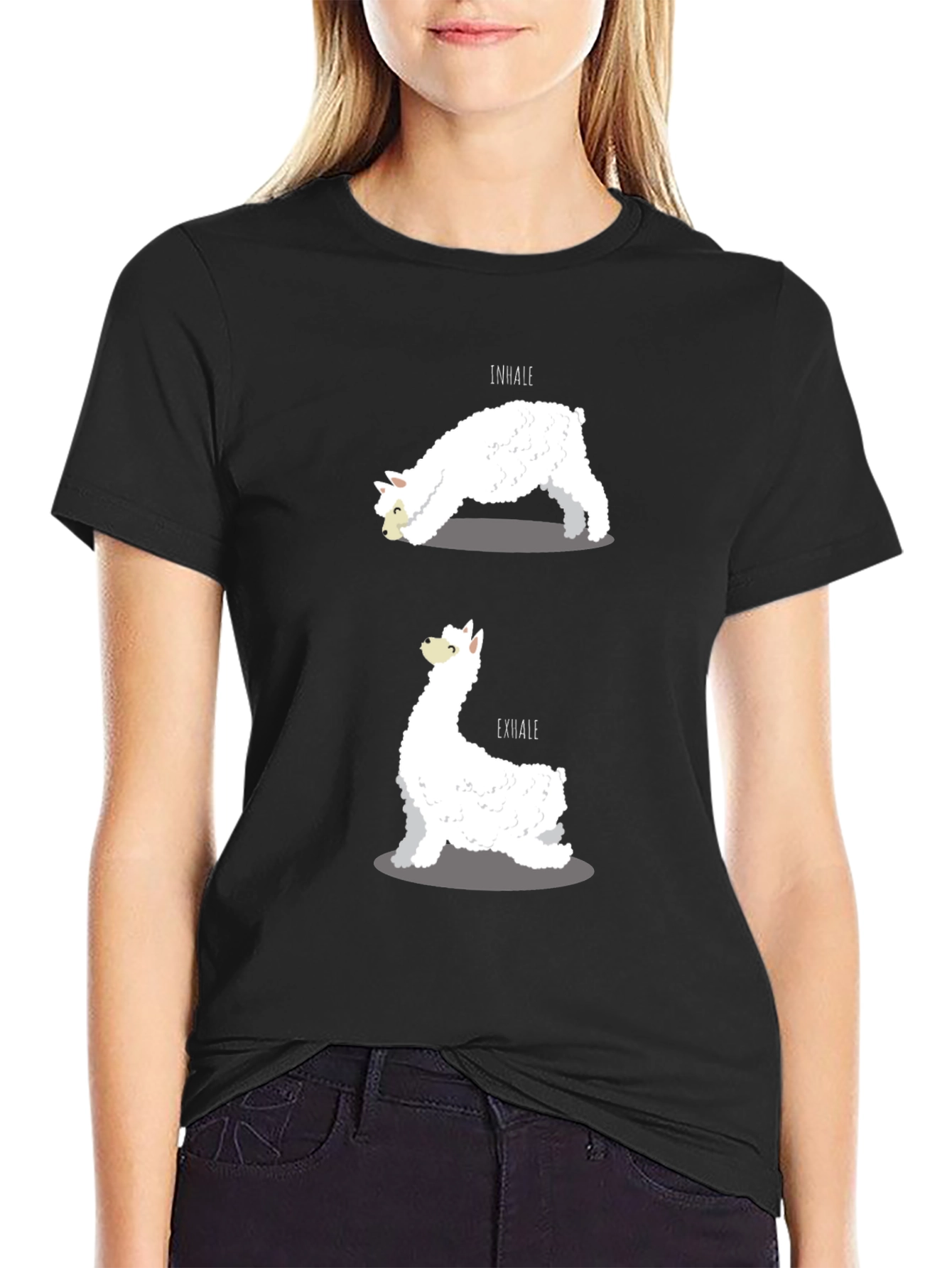 Black Llama Yoga T-Shirt view 2