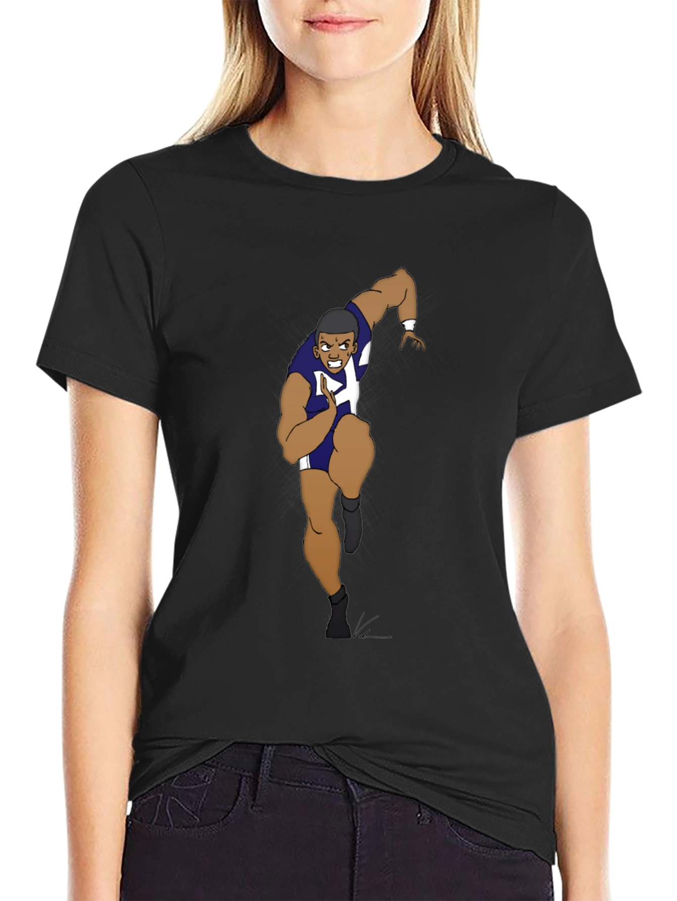 Black Cartoon Runner Graphic T-Shirt view 2
