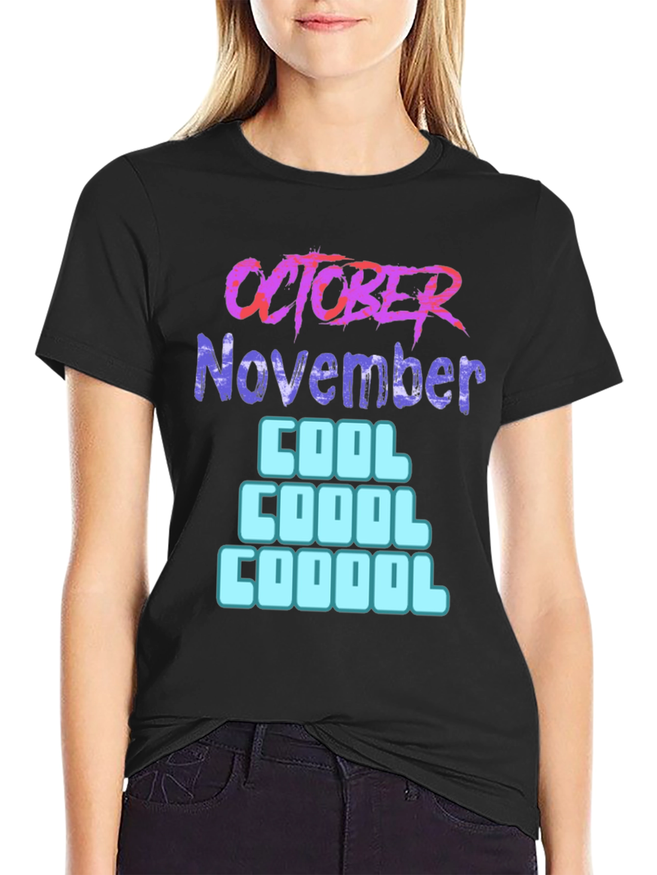 Black October November Cool Graphic T-Shirt view 2
