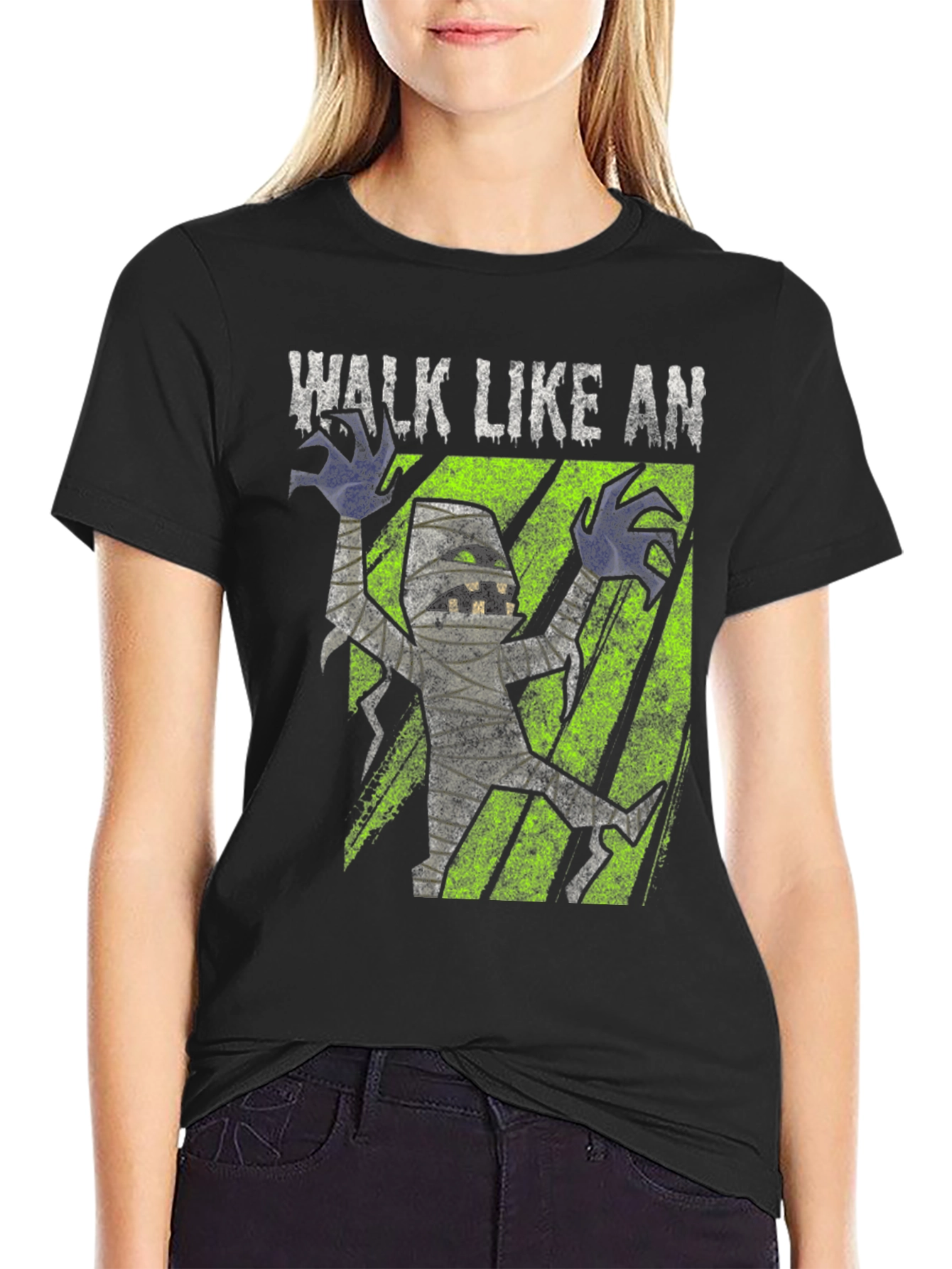 Black Walk Like An Egyptian Mummy Graphic T-Shirt view 2