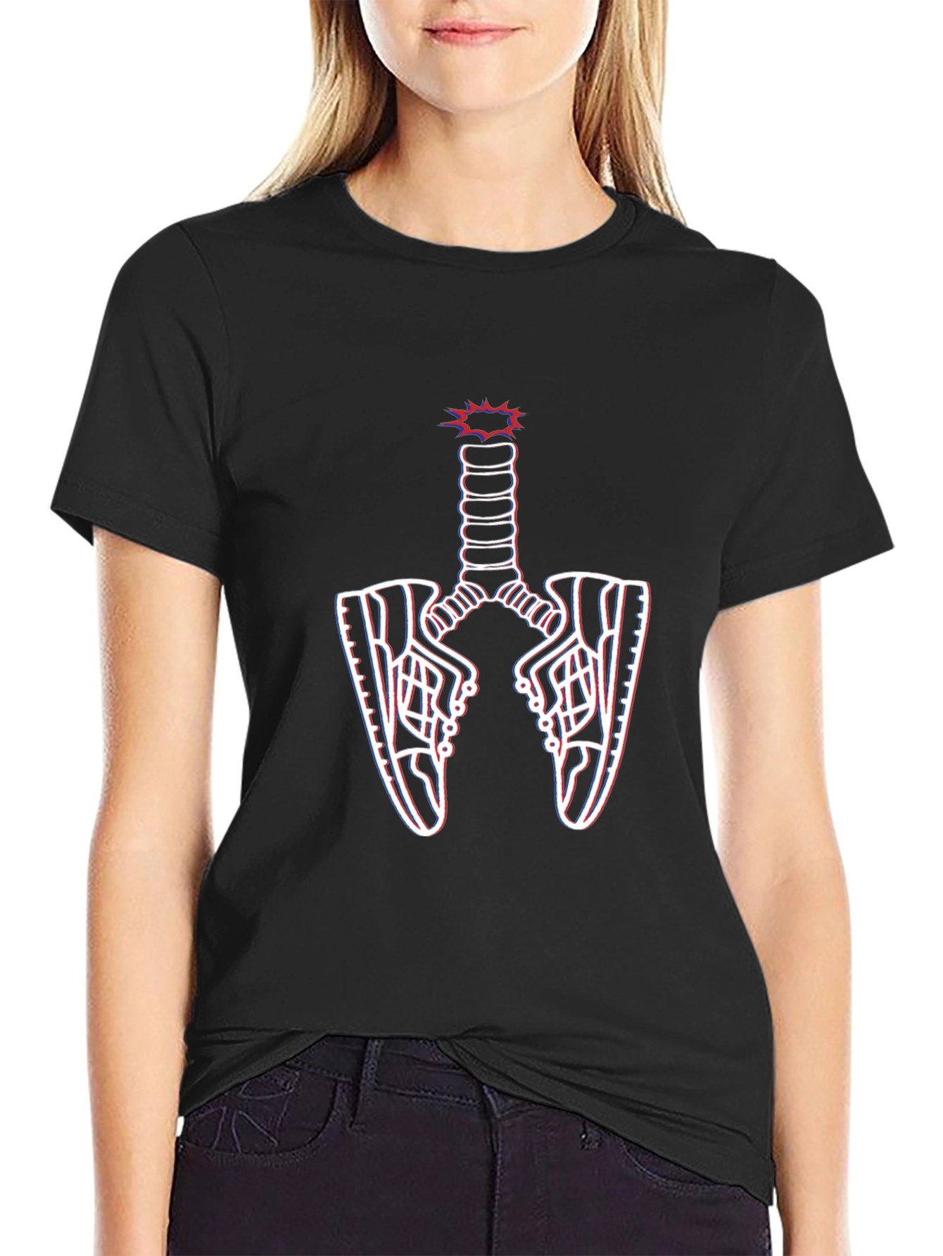 Sneaker Lung Graphic Tee - Black Cotton Blend - 2