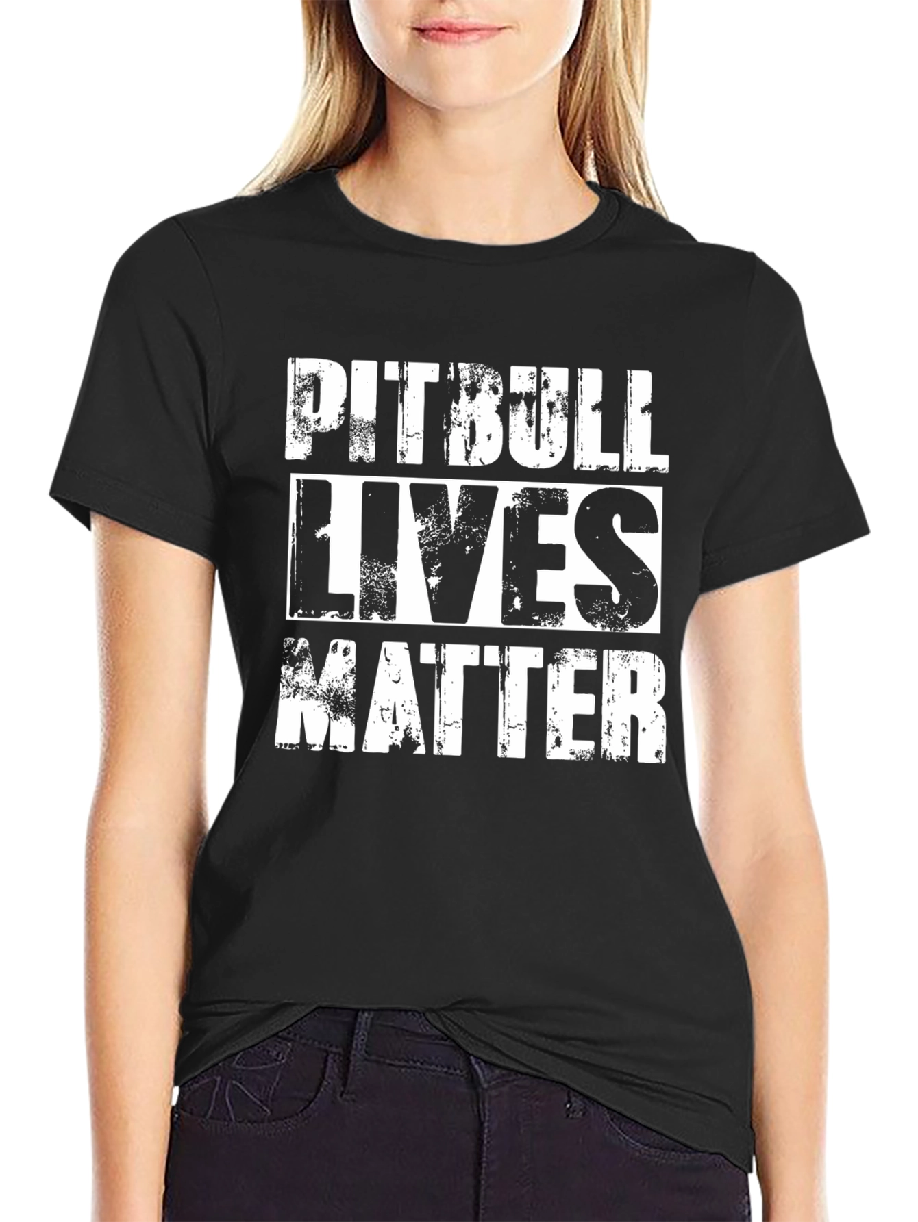 Black Pitbull Lives Matter Graphic Tee - Black Cotton Blend view 2
