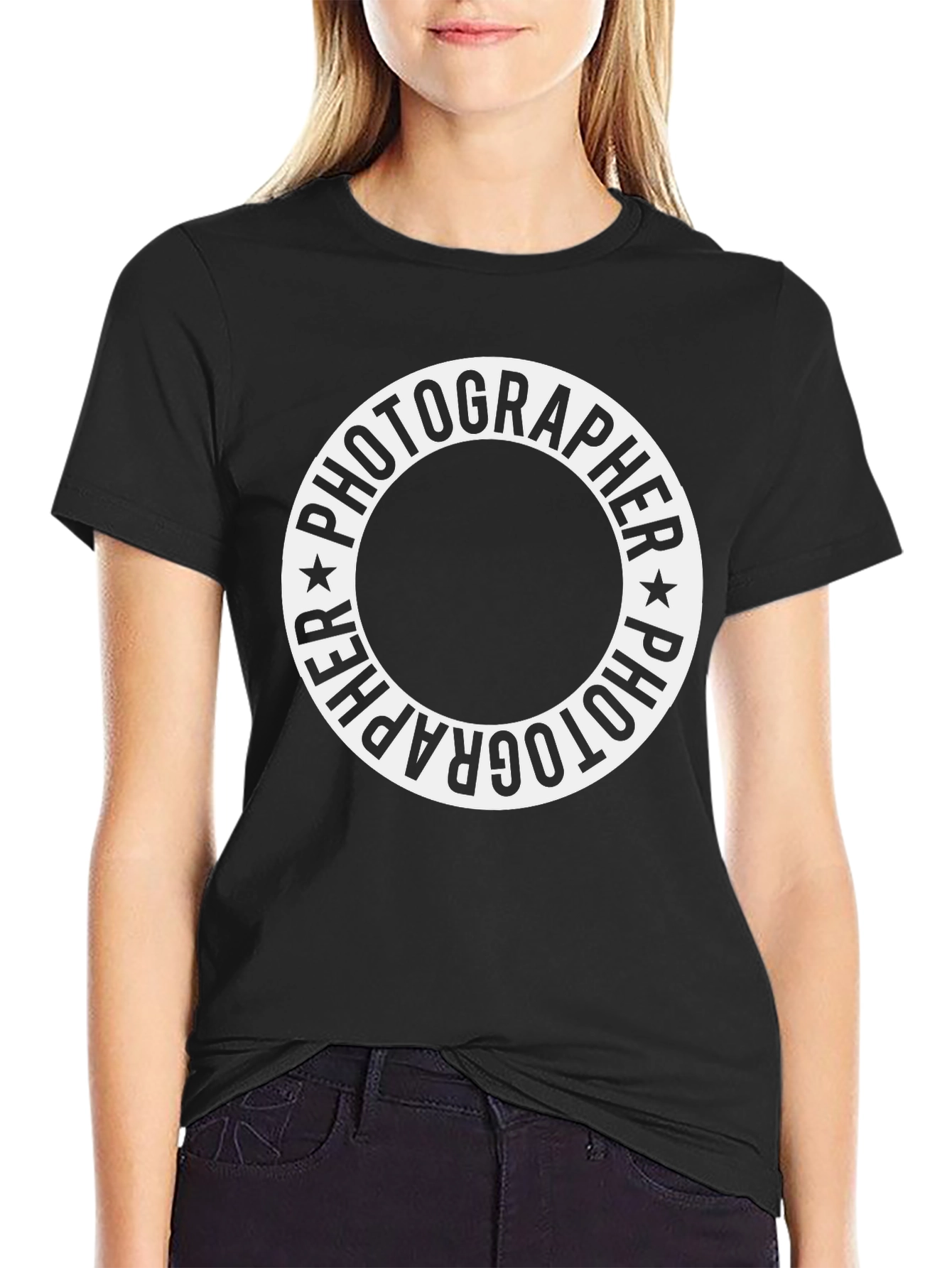 Black Photographer Circle Graphic T-Shirt view 2