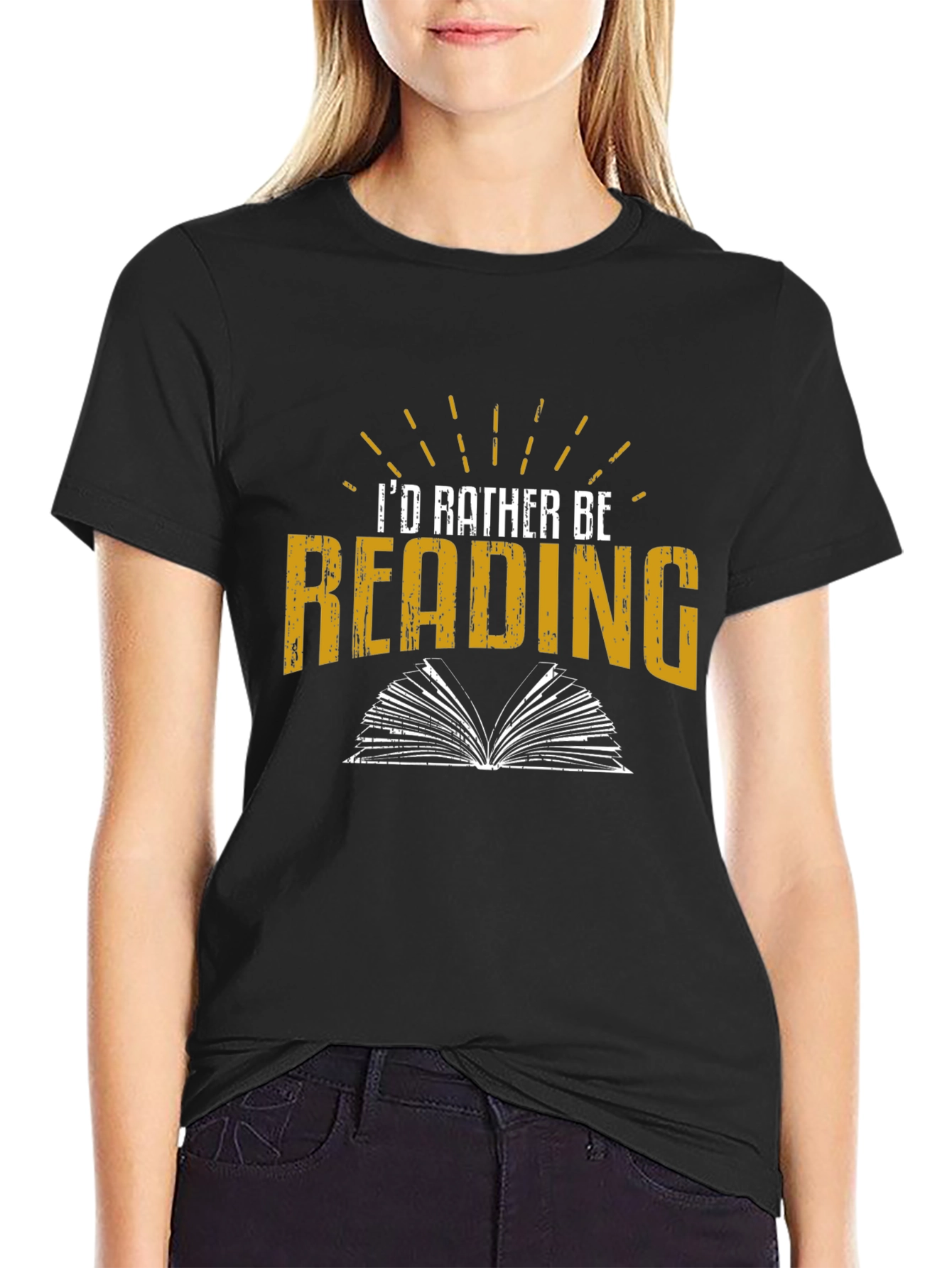 Black I'd Rather Be Reading T-Shirt view 2