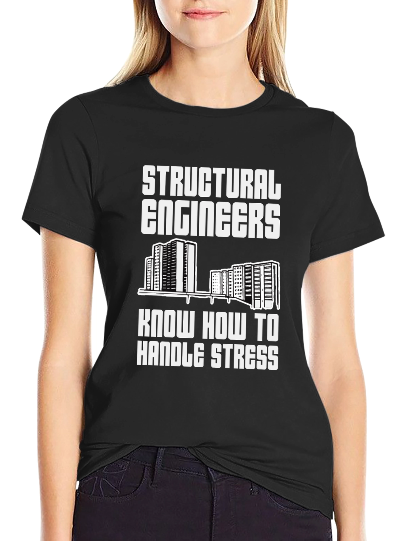 Black Structural Engineer Stress T-Shirt - Black view 2