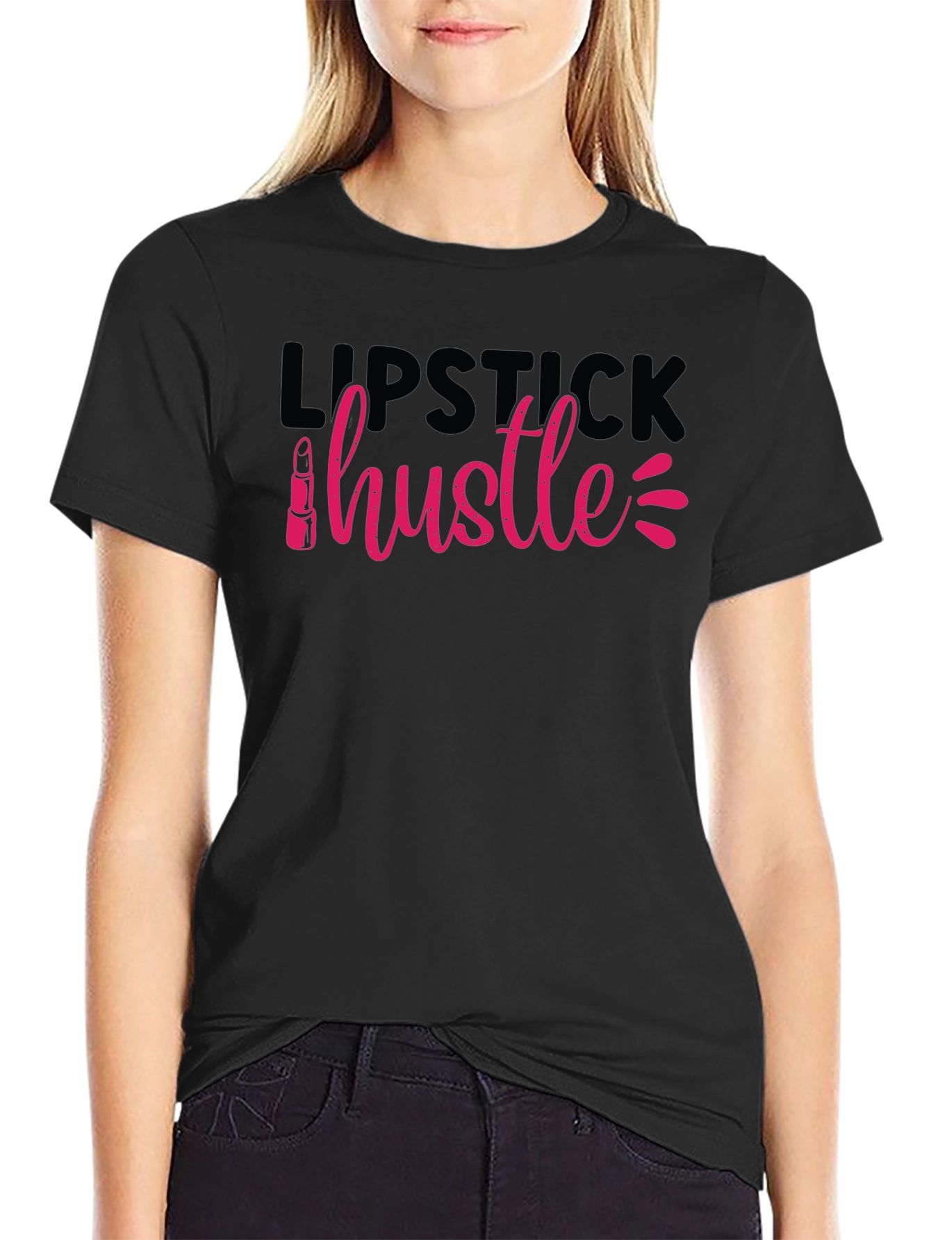Black Lipstick Hustle Graphic Tee - Unisex Cotton T-Shirt view 2