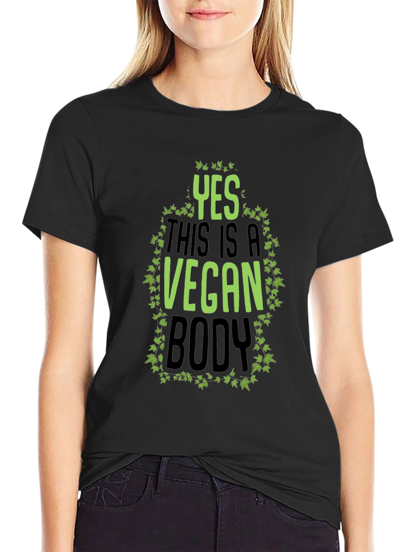 Black Yes This Is A Vegan Body Black T-Shirt view 2