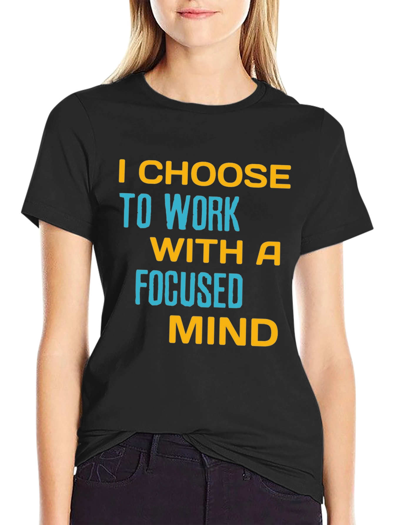 Black Focused Mind T-Shirt - Motivational Black Tee view 2