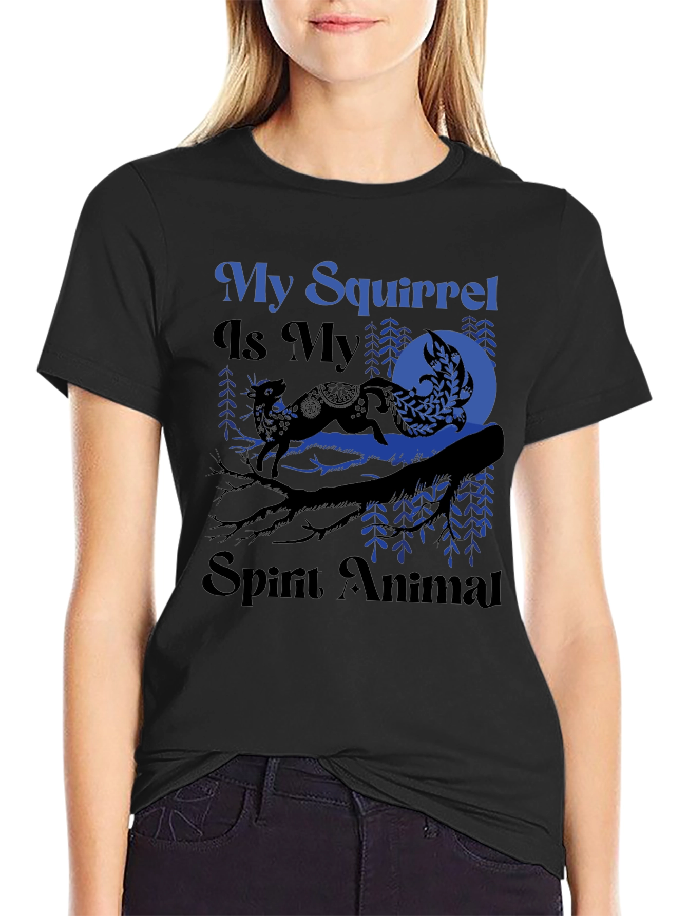 Black My Squirrel Is My Spirit Animal T-Shirt view 2