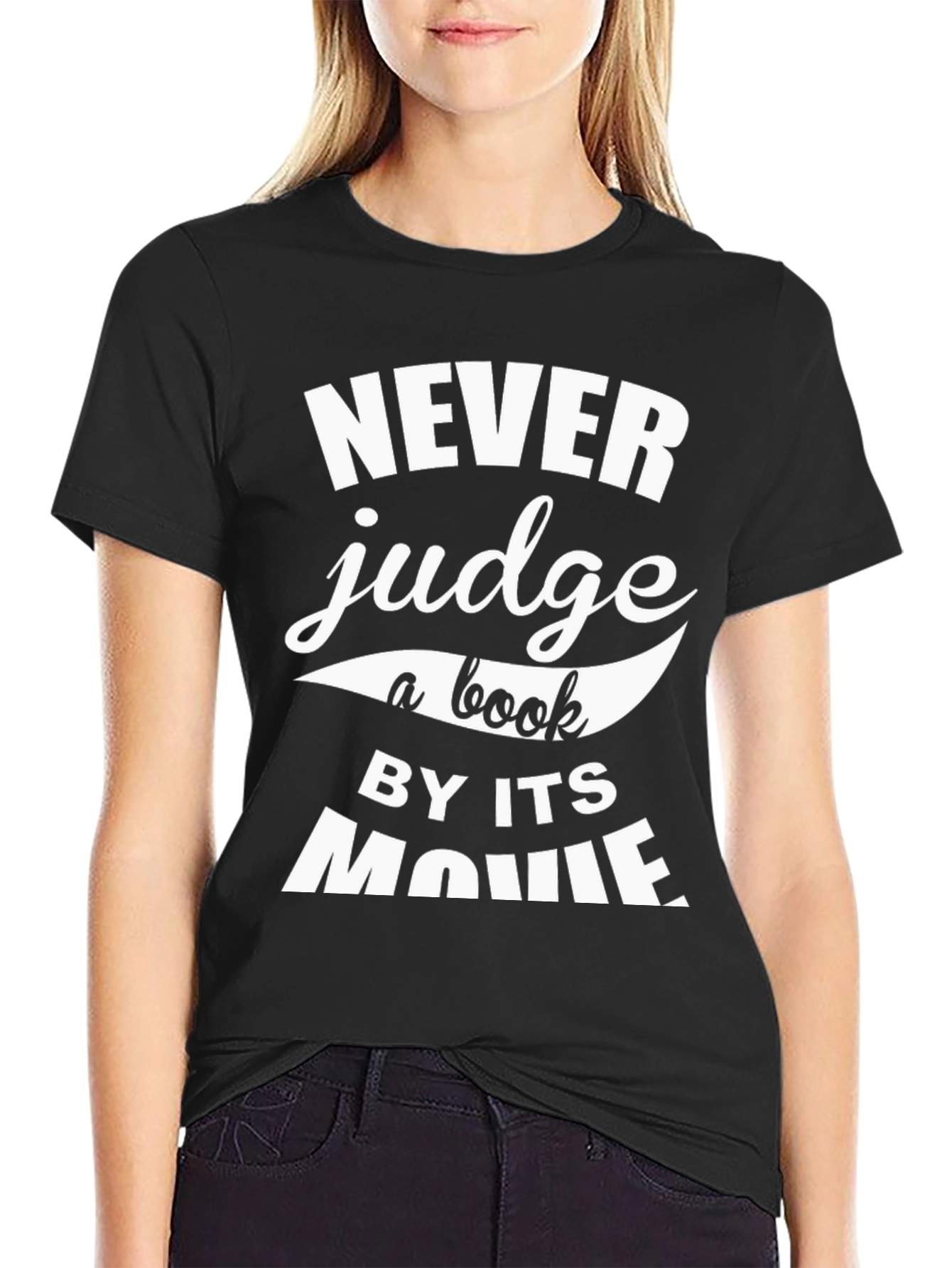 Black Never Judge a Book by its Movie Graphic T-Shirt view 2