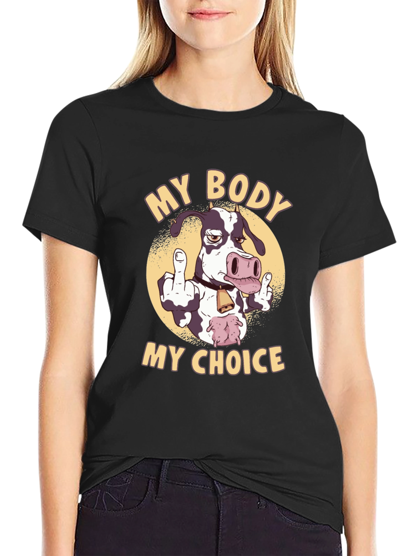 Black My Body My Choice Cow Graphic Tee view 2