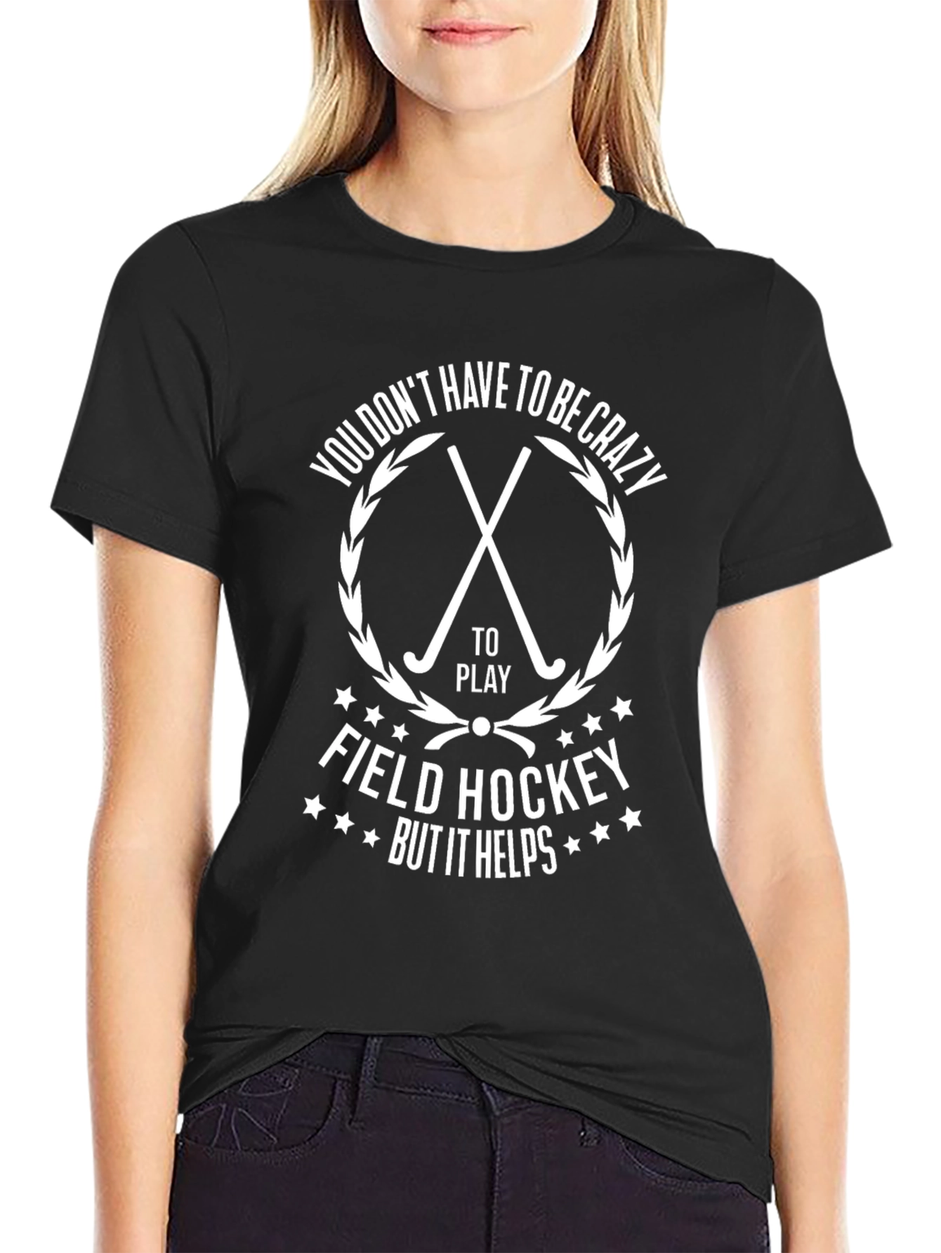 Black Crazy Field Hockey Black T-Shirt view 2