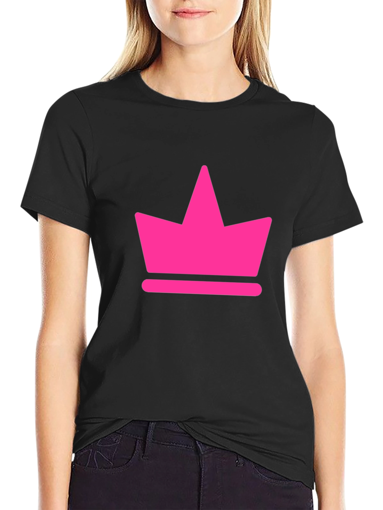 Black Pink Crown Graphic Black T-Shirt view 2