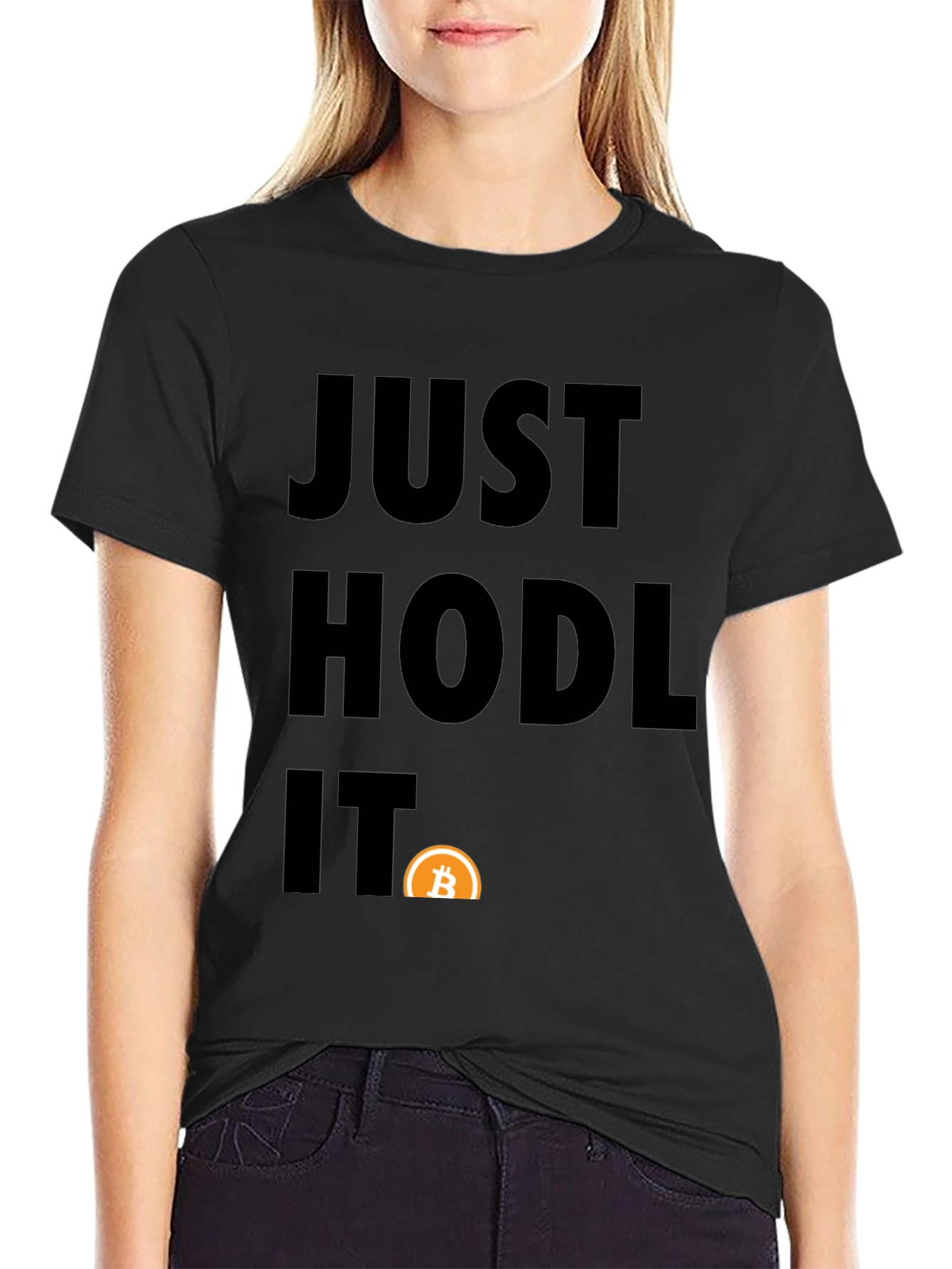 Black Just Hodl It Bitcoin Graphic Tee view 2