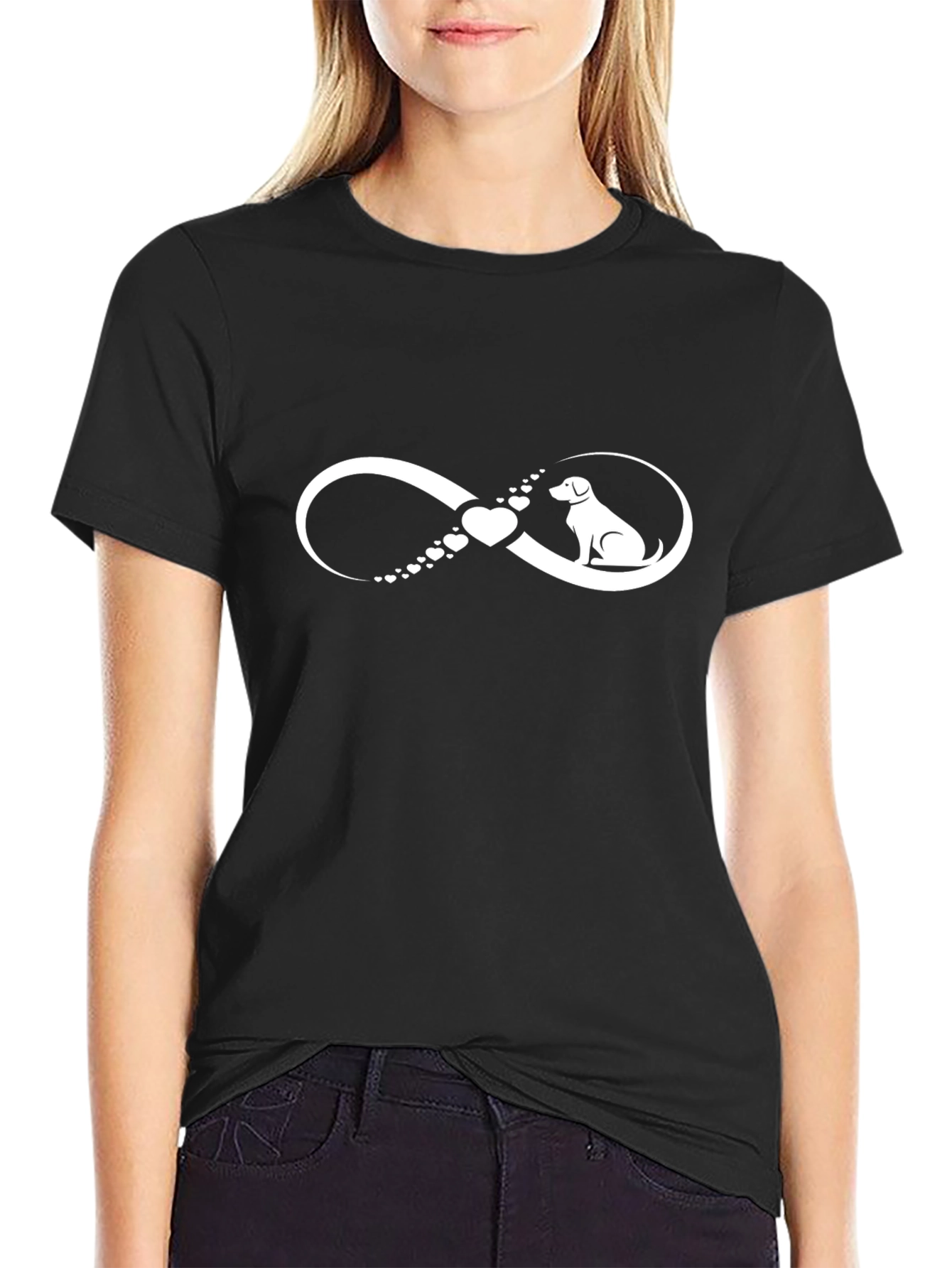 Black Dog Lover Infinity Heart T-Shirt - Black view 2