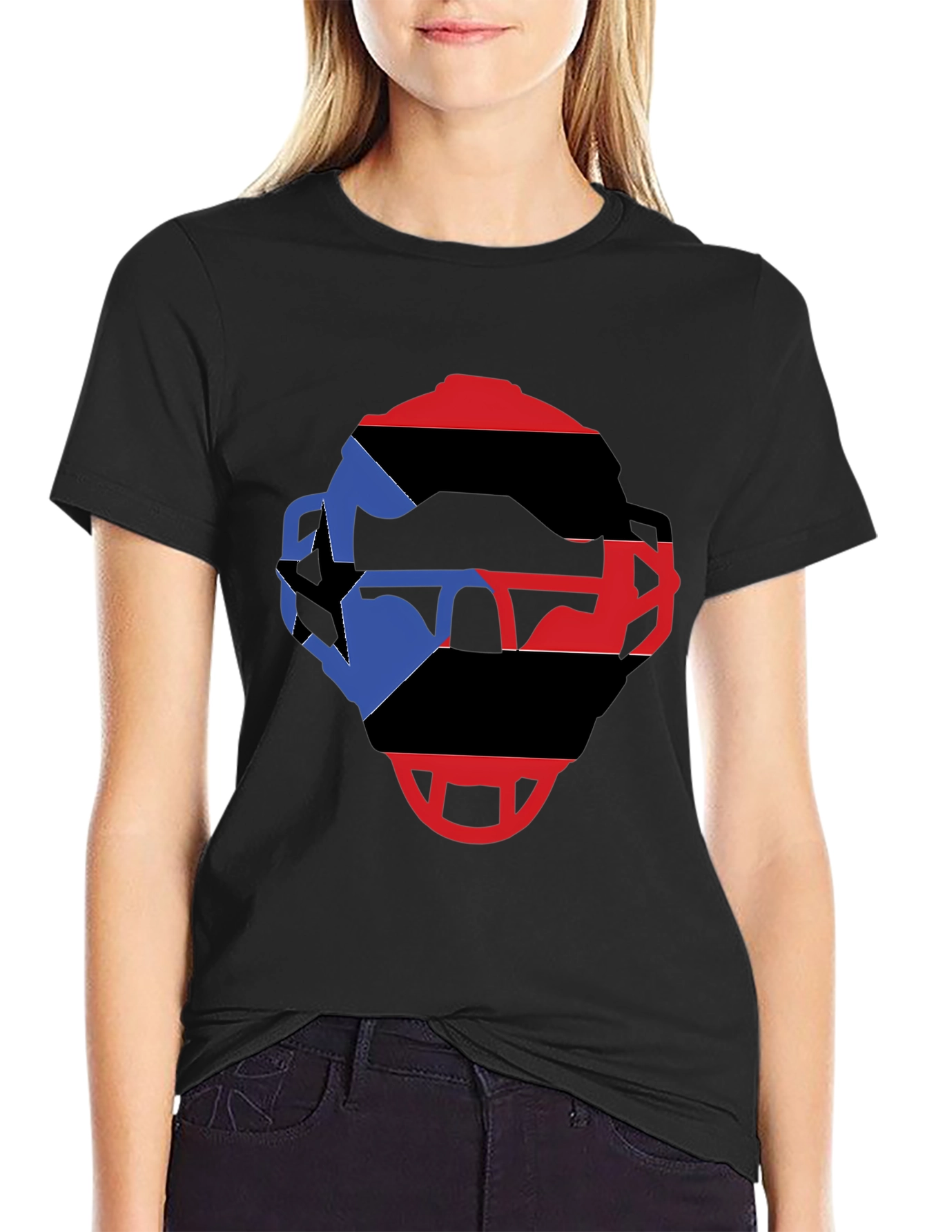Black Helmet Graphic T-Shirt - Bold Colors view 2