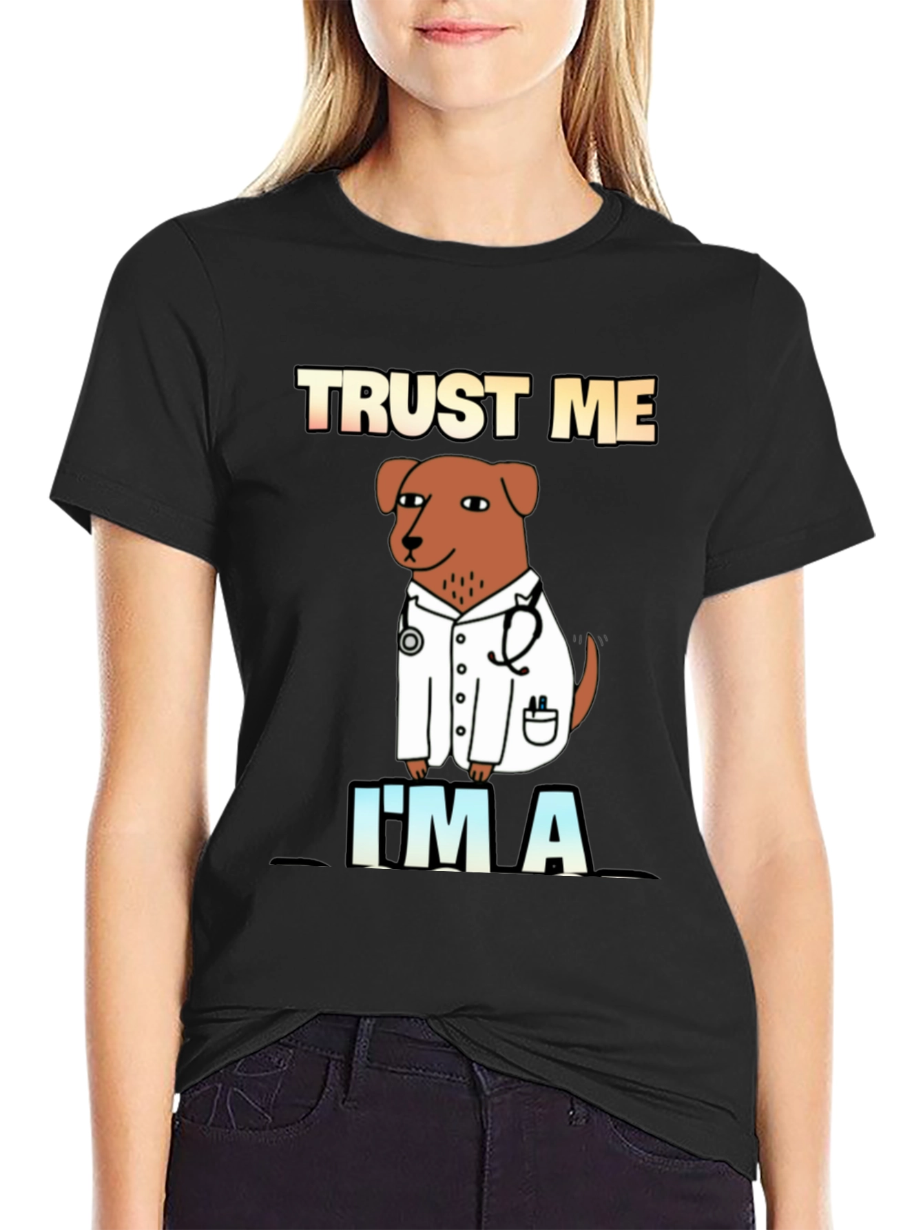 Black Trust Me I'm A Doctor Dog T-Shirt view 2