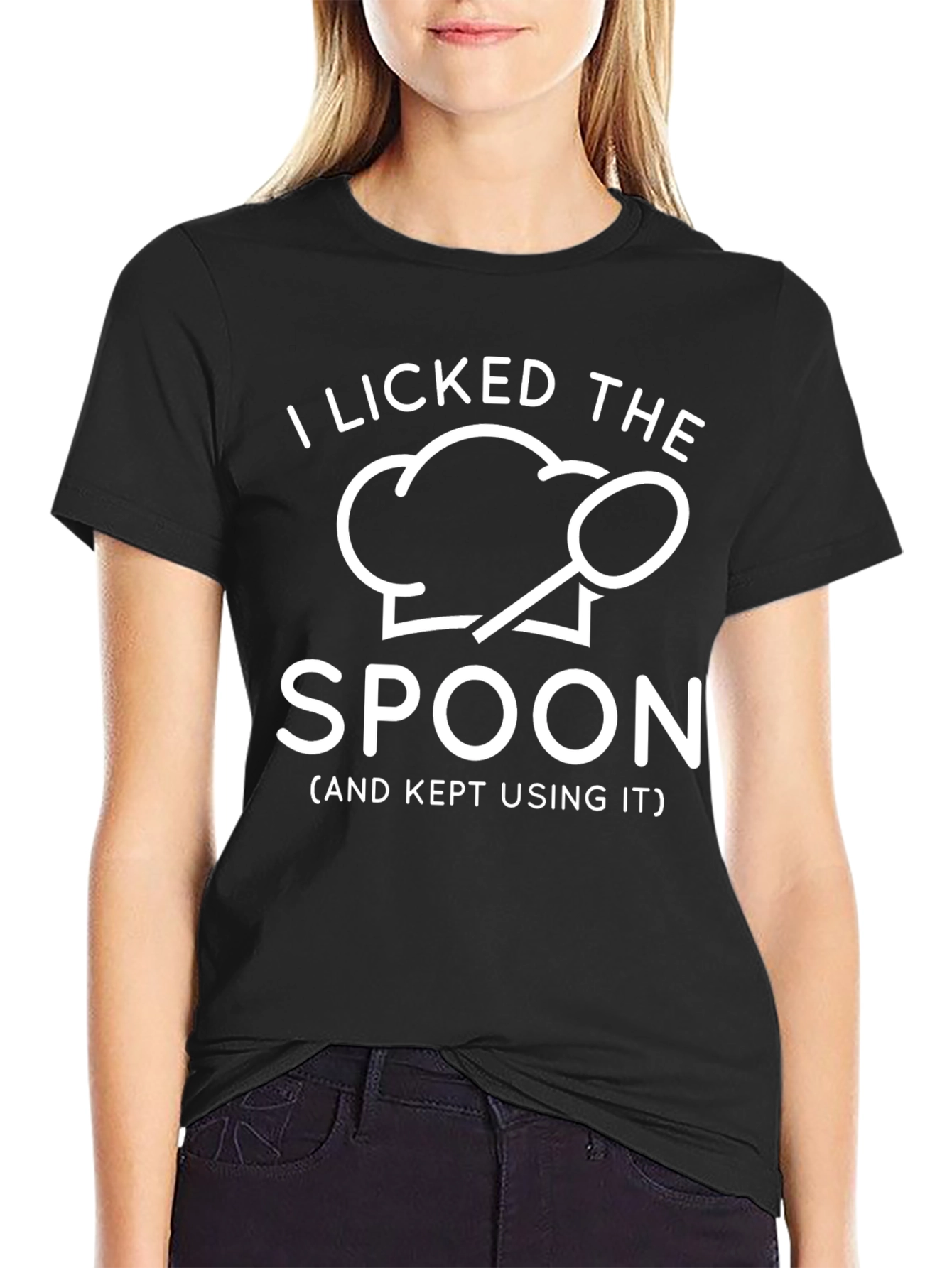 Black I Licked The Spoon T-Shirt - Funny Chef Design view 2